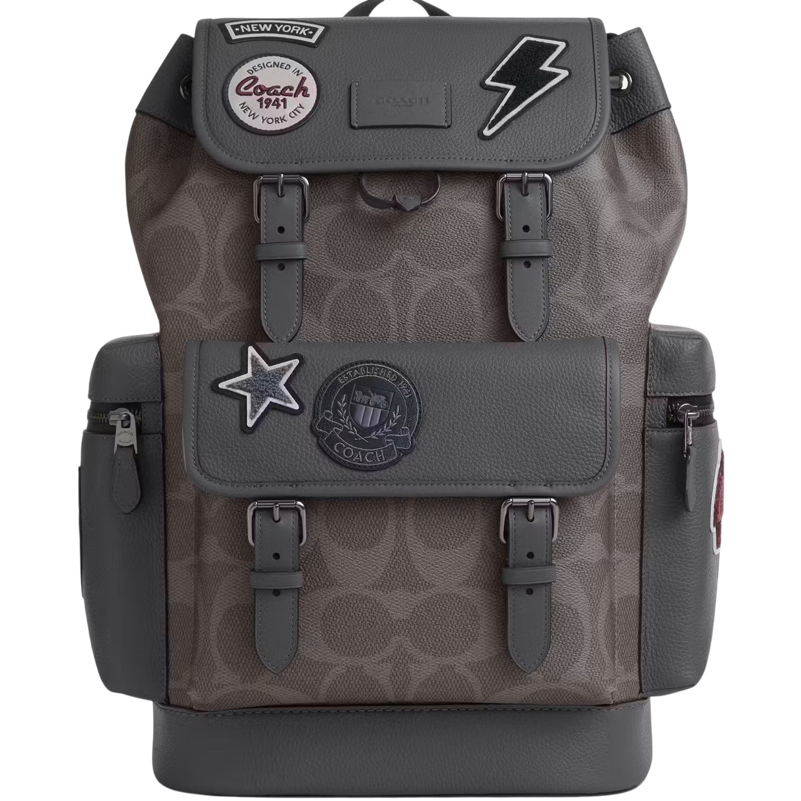 Balo Coach Sprint Backpack in Maxi Signature Canvas with Patch Gray Multi CCG03 3