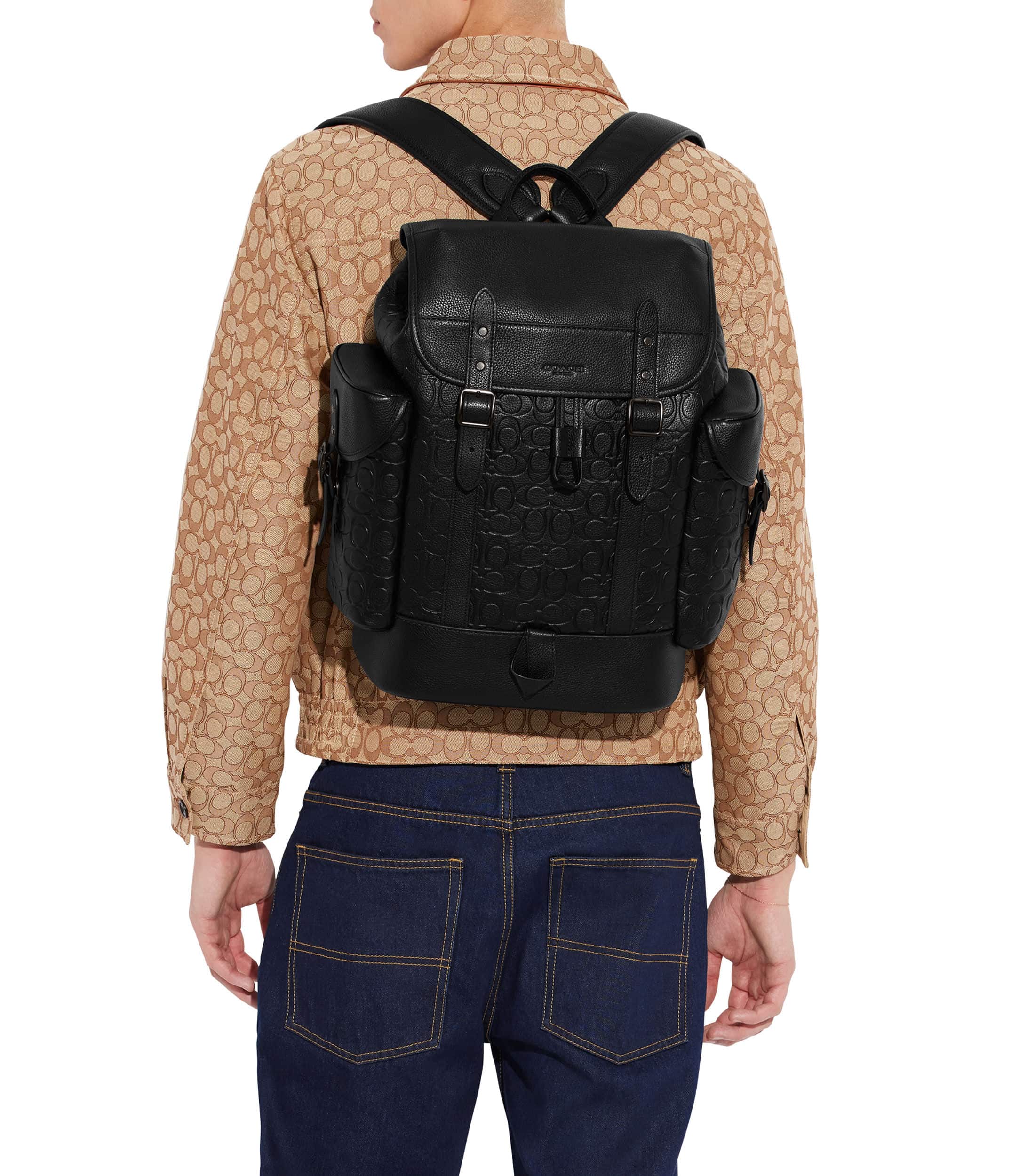 Ba lô Coach Hitch Backpack In Signature Leather Black CH767 3