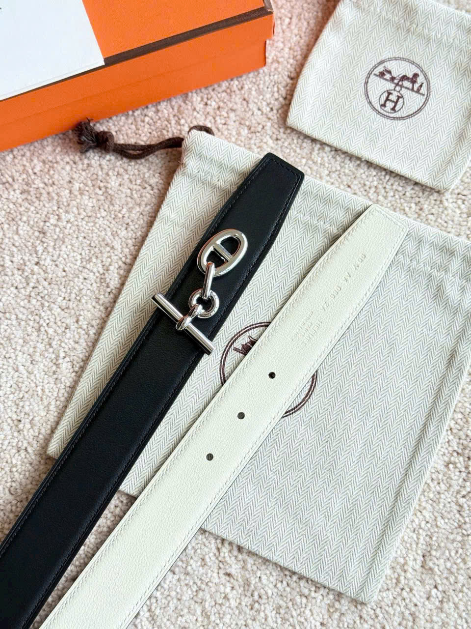Dây nịt Hermes Yachting Belt Buckle Reversible Leather Strap 32 mm 5