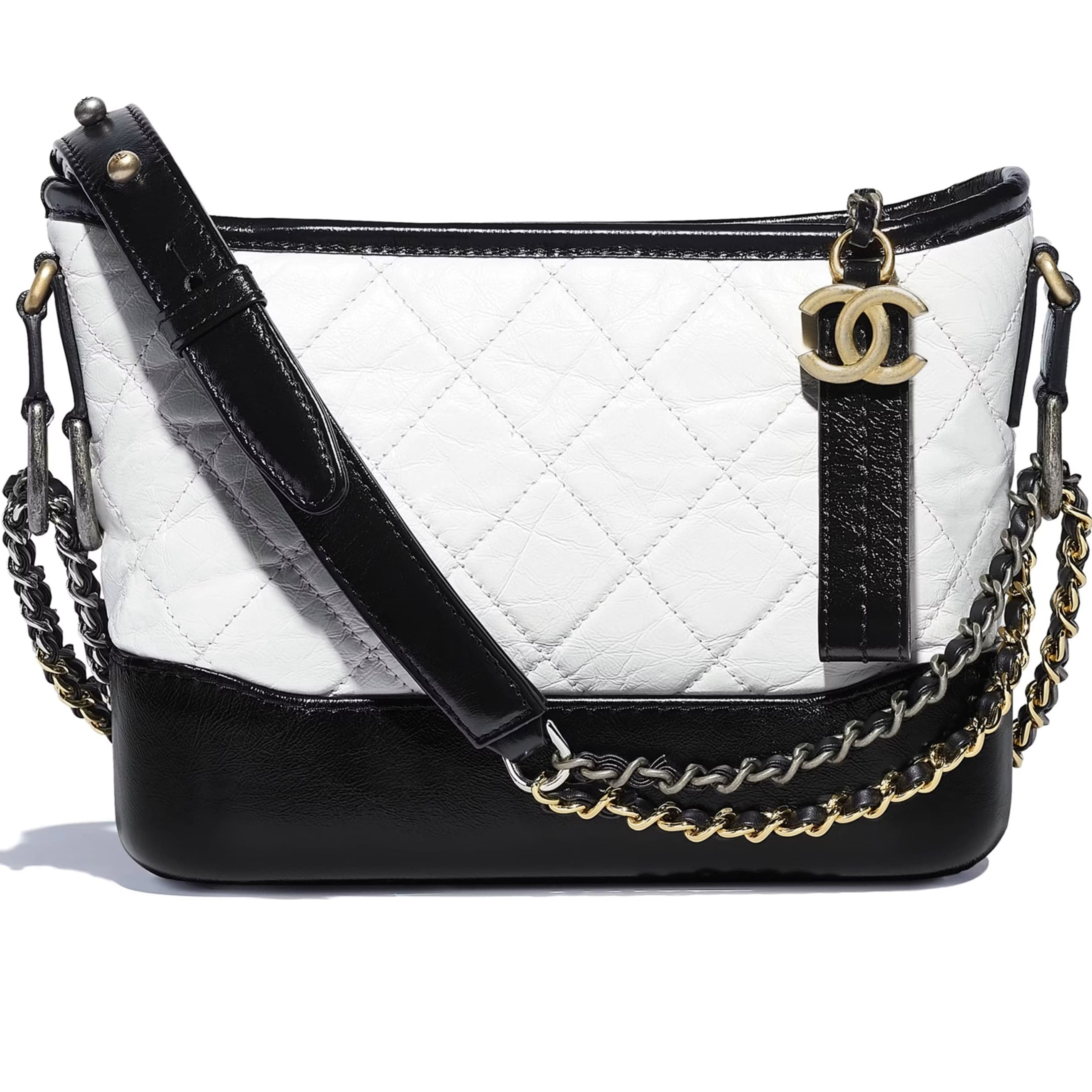 TÚI NỮ CHANEL AGED CALFSKIN QUILTED SMALL GABRIELLE HOBO WHITE BLACK 3