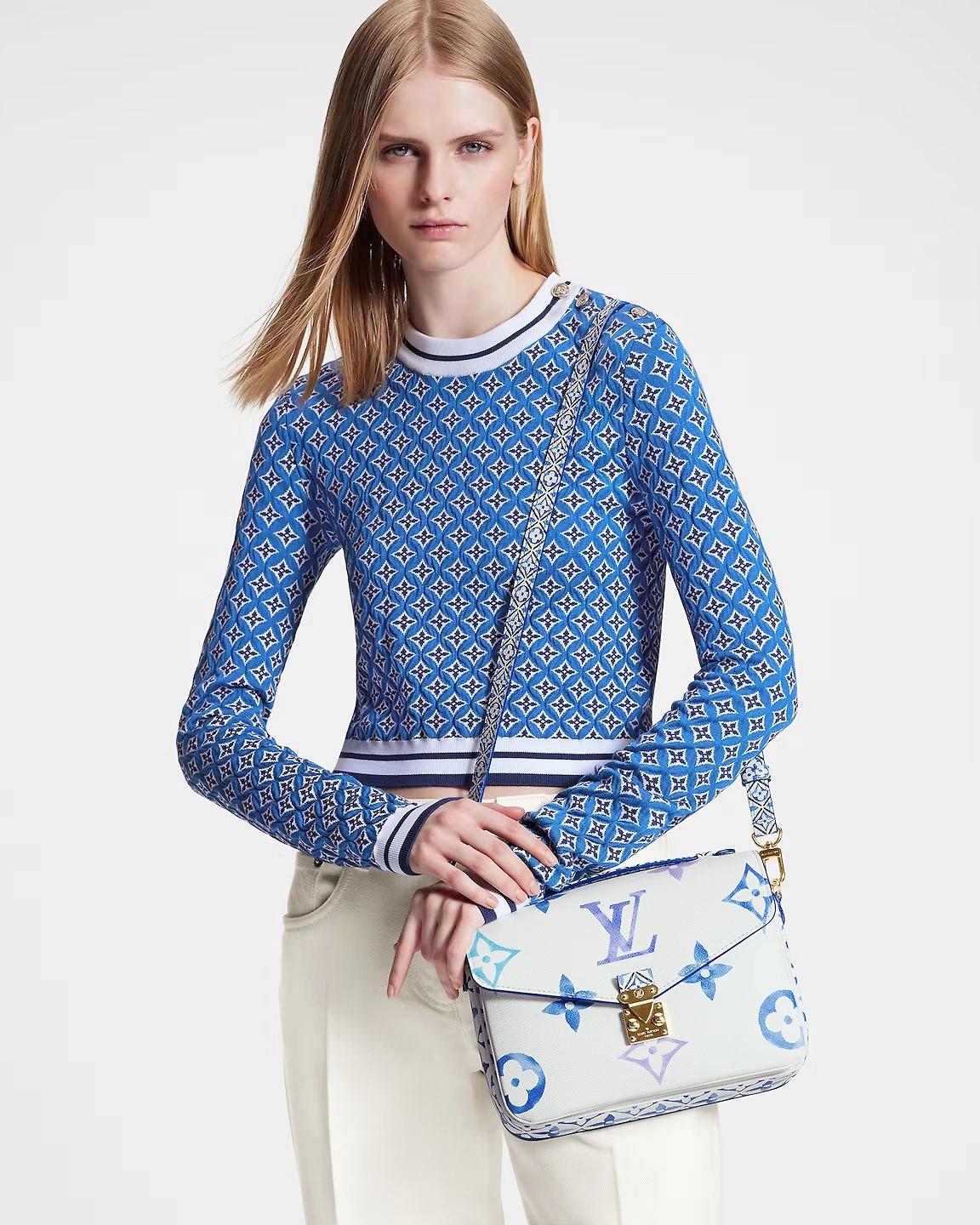 Túi xách Louis Vuitton White Monogram Giant By The Pool Pochette Metis Blue 5