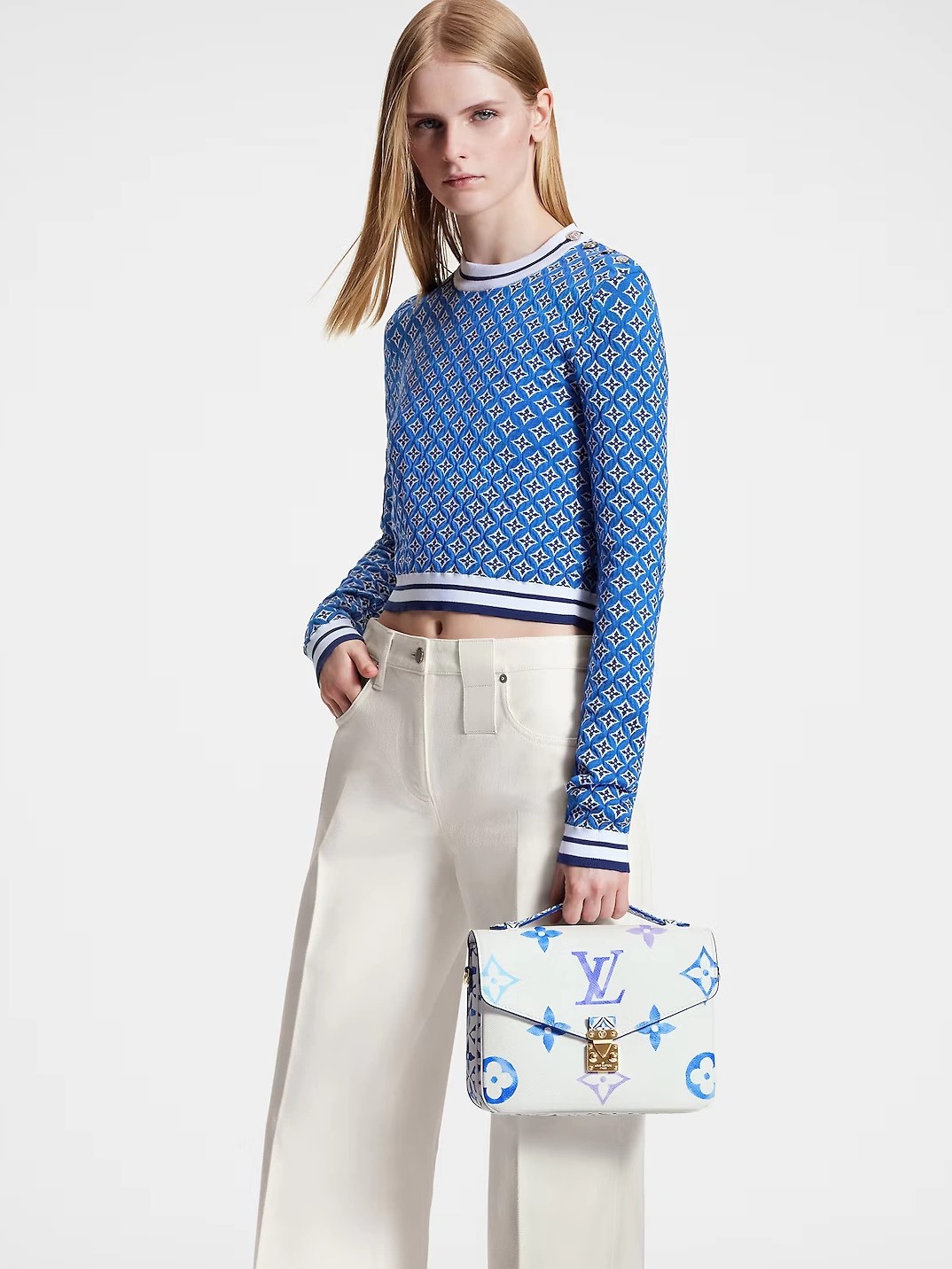 Túi xách Louis Vuitton White Monogram Giant By The Pool Pochette Metis Blue 3