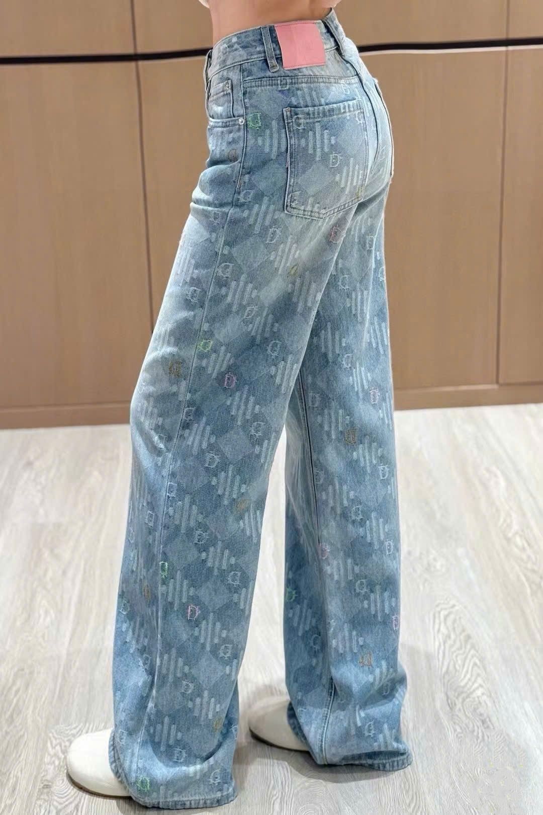 Quần dài thời trang jean xanh và trắng Dior 5