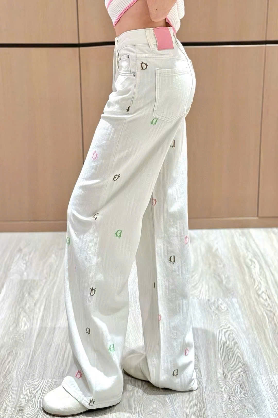 Quần dài thời trang jean xanh và trắng Dior 12