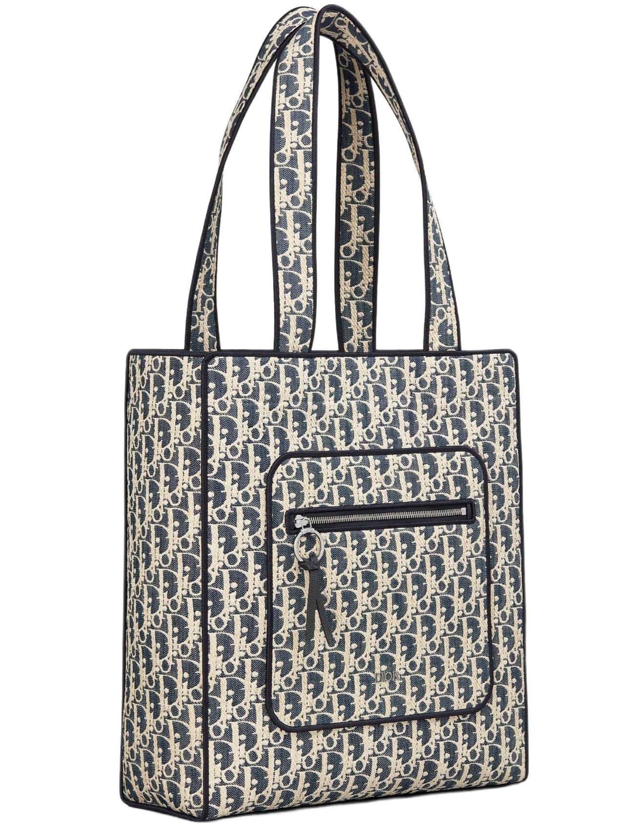 Túi xách Dior Blue and Beige Raffia-Effect Dior Oblique Denim Tote Bag 3