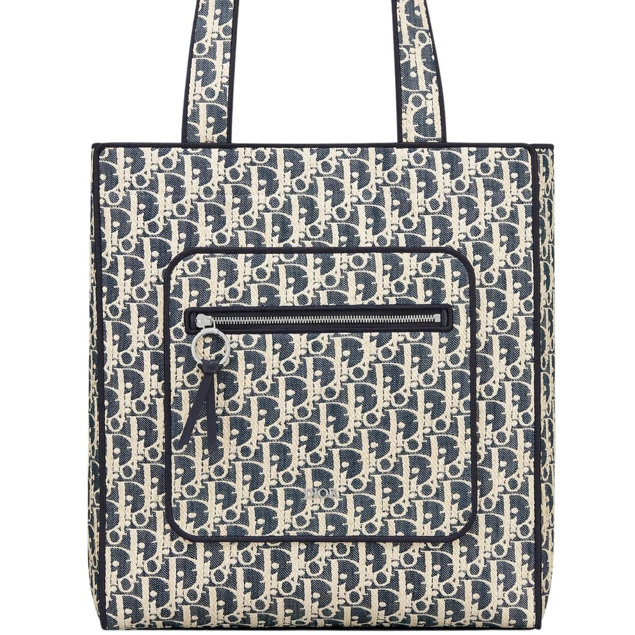 Túi xách Dior Blue and Beige Raffia-Effect Dior Oblique Denim Tote Bag 5
