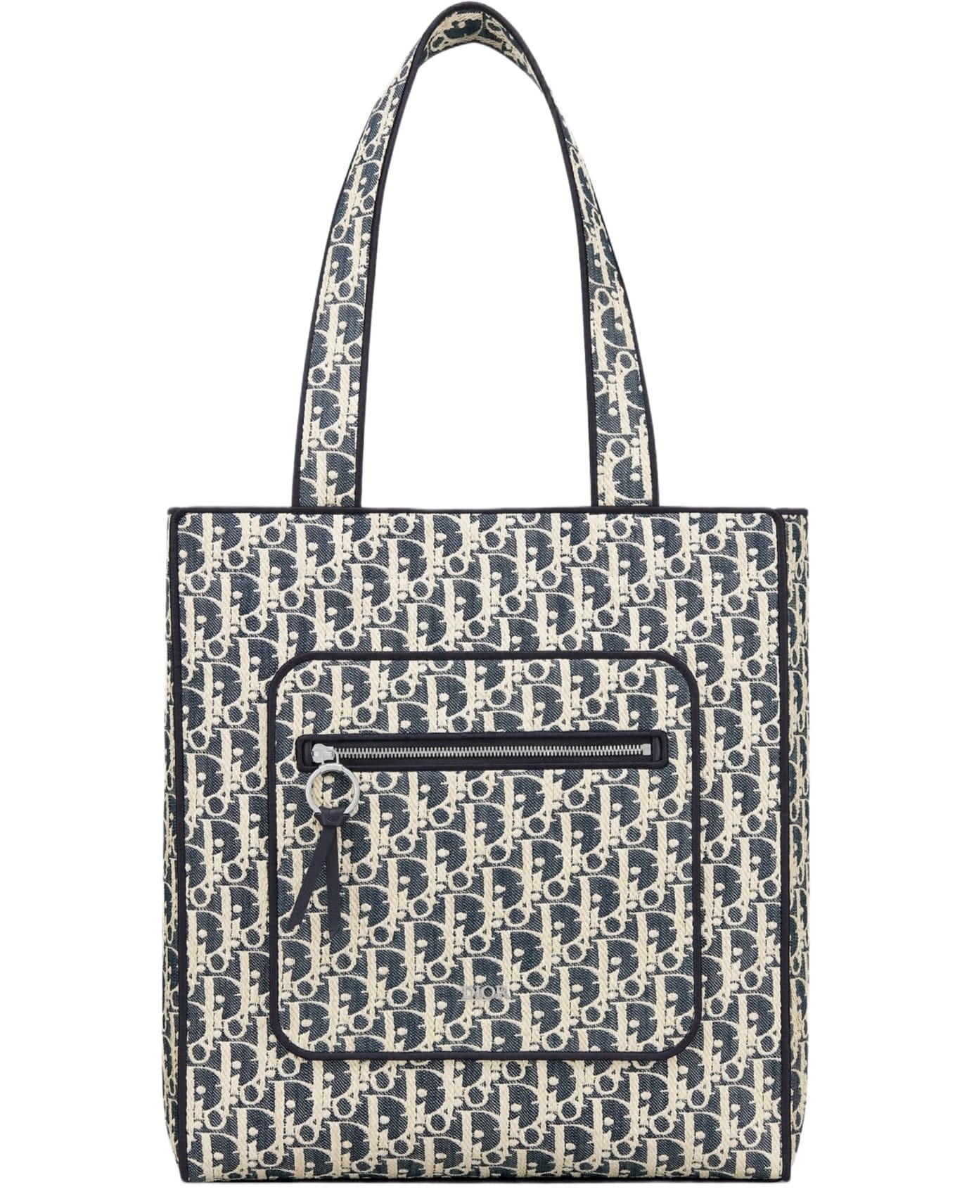 Túi xách Dior Blue and Beige Raffia-Effect Dior Oblique Denim Tote Bag 4