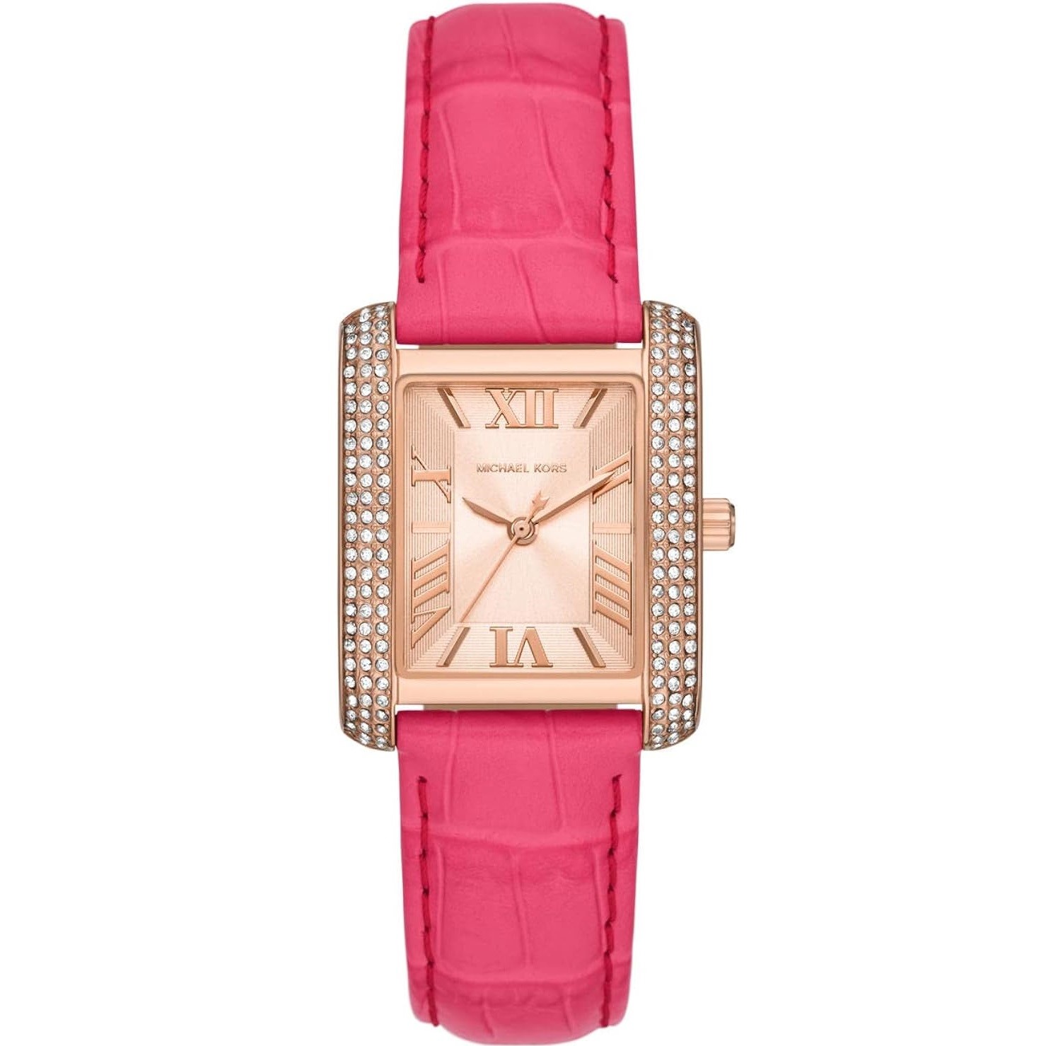 ĐỒNG HỒ ĐEO TAY DÂY DA MK NỮ MICHAEL KORS EMERY PAVÉ ROSE GOLD-TONE AND CROCODILE EMBOSSED LEATHER WATCH MK2984 2