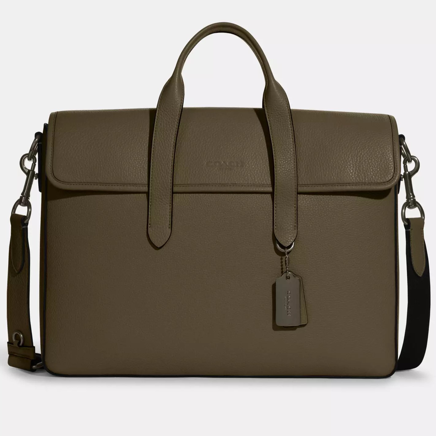 Cặp công sở Laptop Nam Coach Sullivan Portfolio Brief Gunmetal Utility Green C9875 2