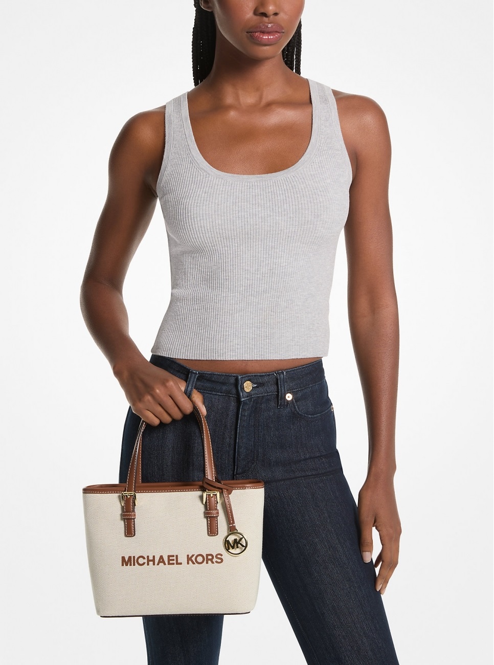 Túi xách Michael Kors Mini tout-bag Jet Set Travel from the canvas Brown 5