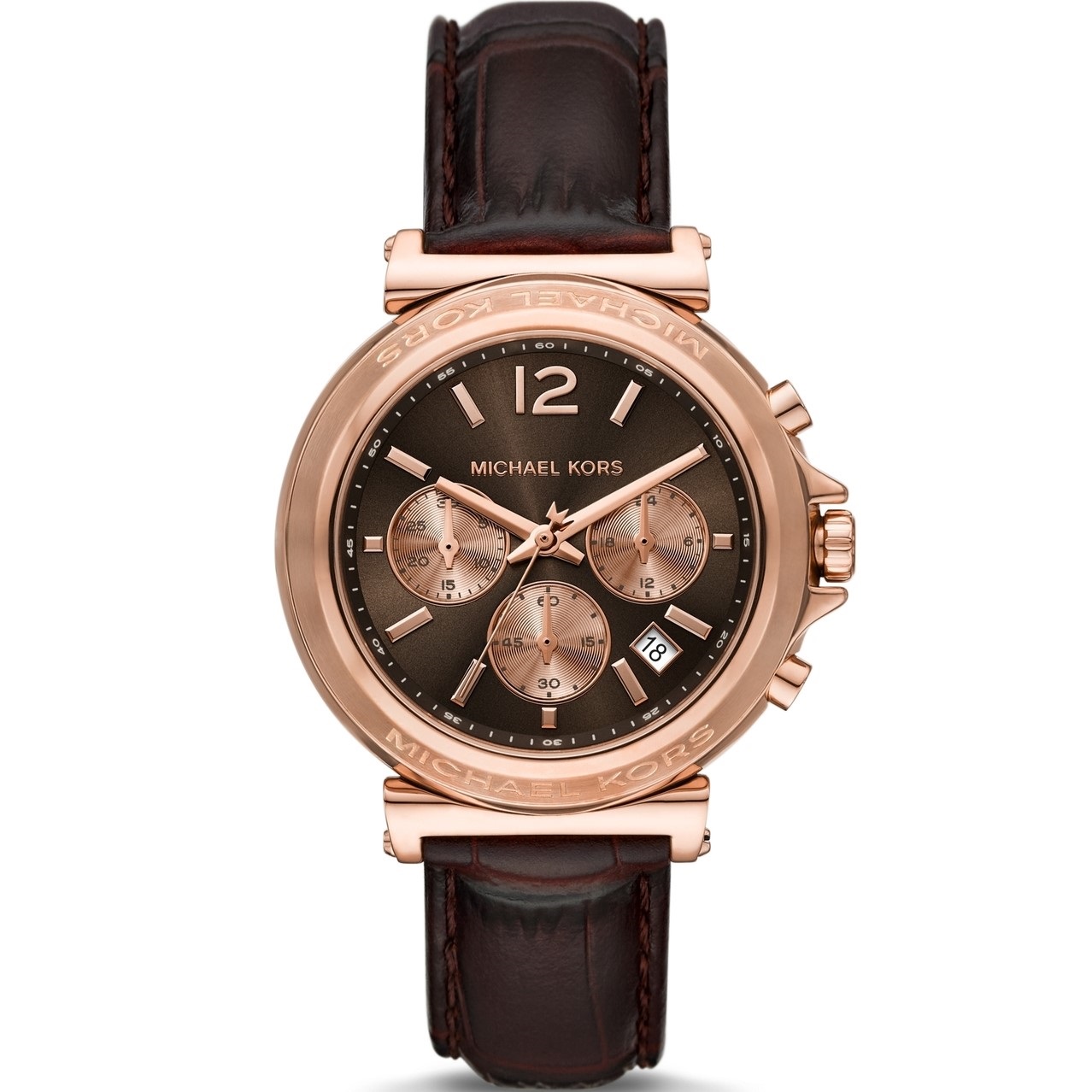 Đồng hồ đeo tay nữ Michael Kors Maren Rose Gold-Tone and Crocodile Embossed Leather Watch MK7497 5