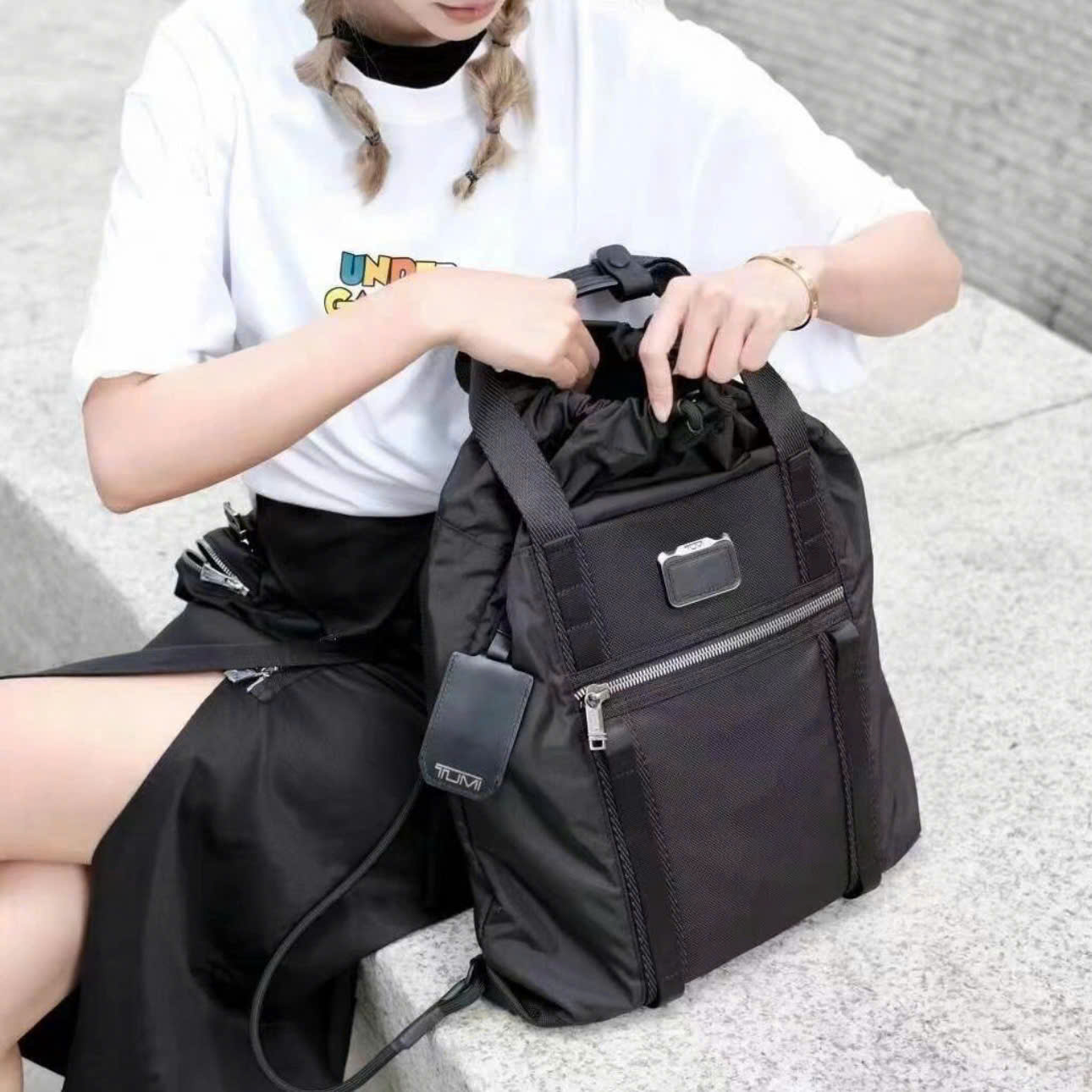 Ba lô túi xách Tumi Alpha Bravo Transport Drawstring Pack Black 5