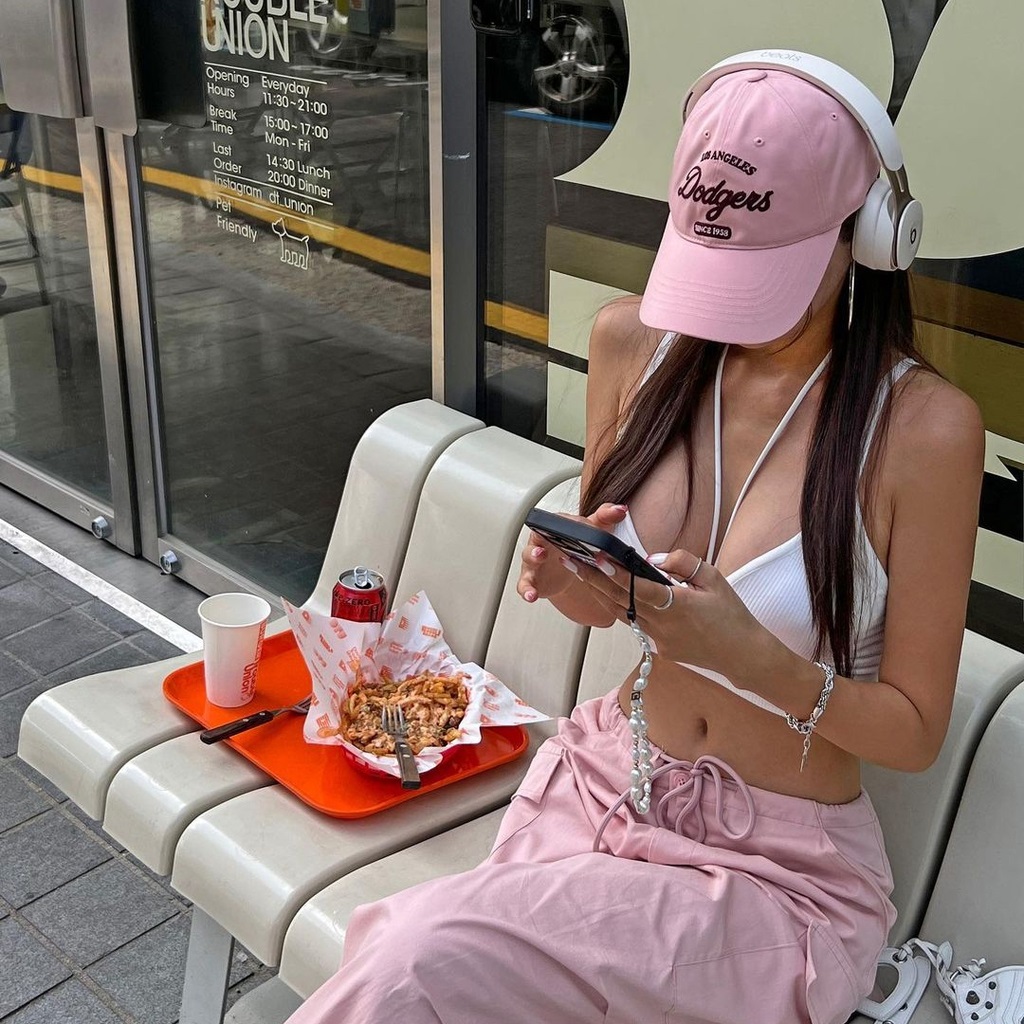 Nón kết MLB Varsity Lettering Ball Cap Los Angeles Dodgers Peach 3ACPL033N-07PCS 2
