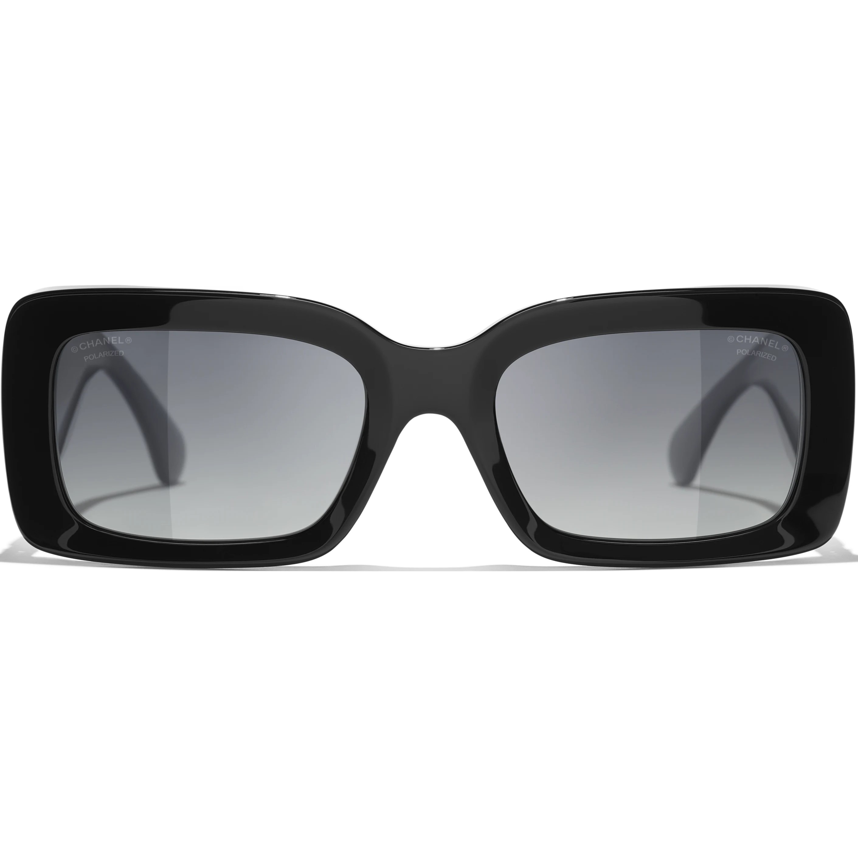 mắt kính Chanel Rectangle Sunglasses Black Acetate Metal 5534 2