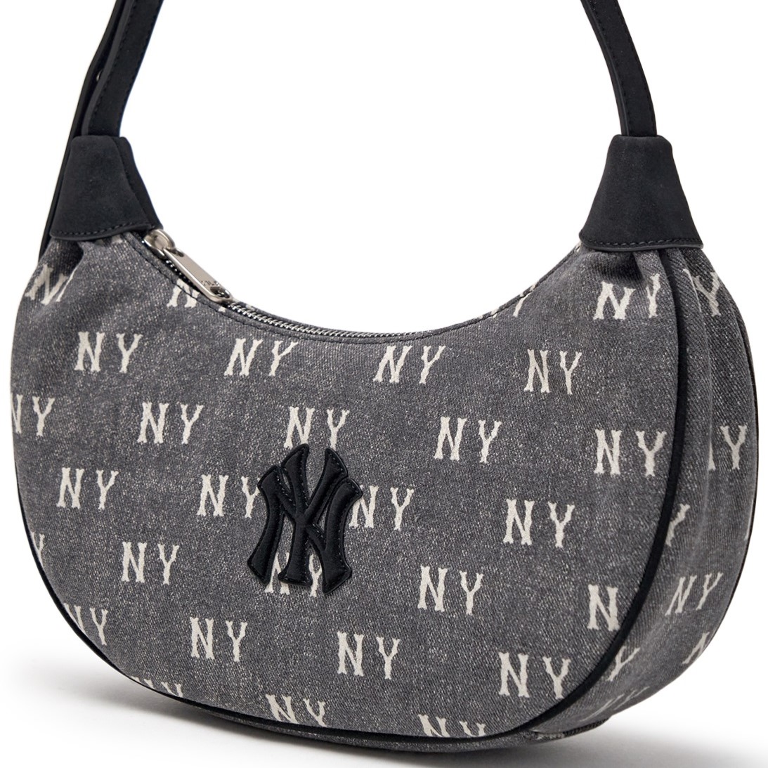 Túi kẹp nách nữ MLB Classic Monogram Vintage Denim Hobo Bag New York Yankees Grey 3ABQMV55N-50CGS 11