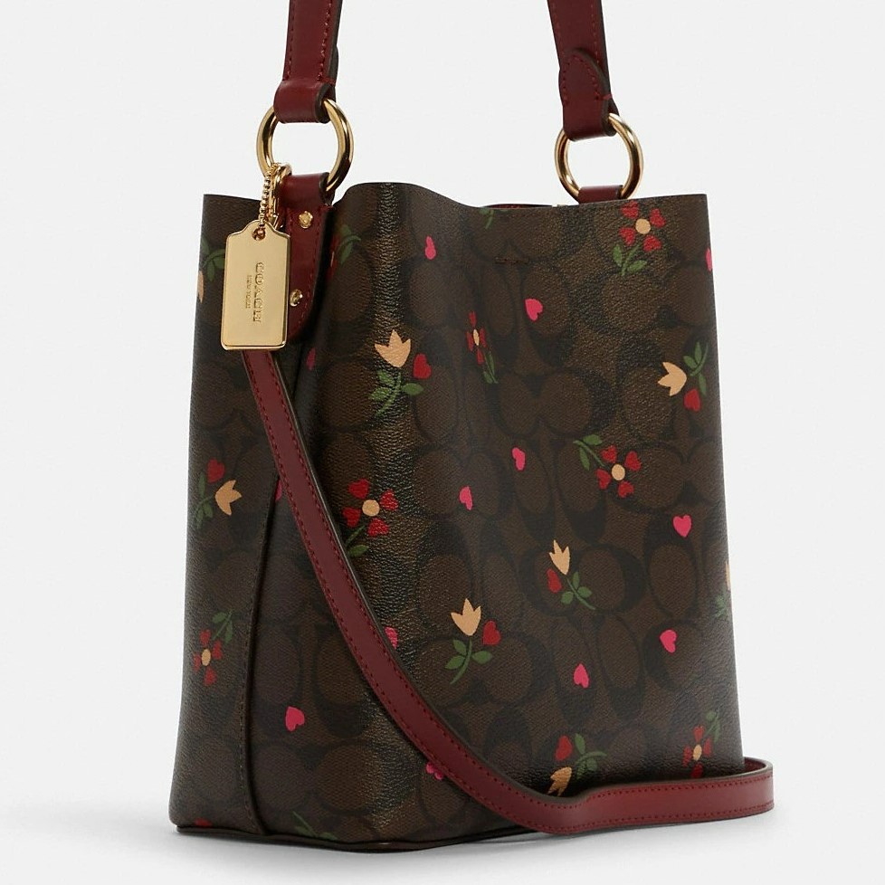 Coach Small Town Bucket Bag in Signature Canvas with Heart Petal Print