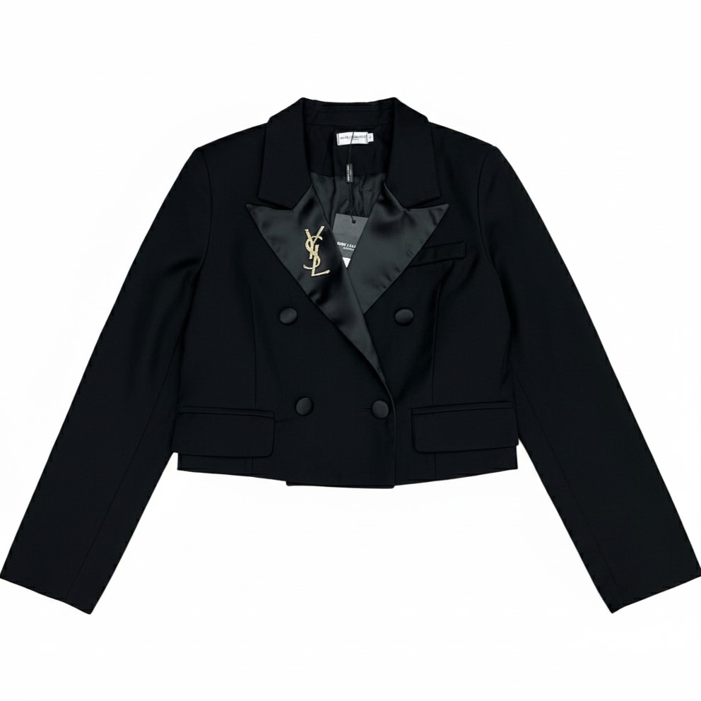 Áo khoác nữ phom ngắn tay dài đen YSL 1