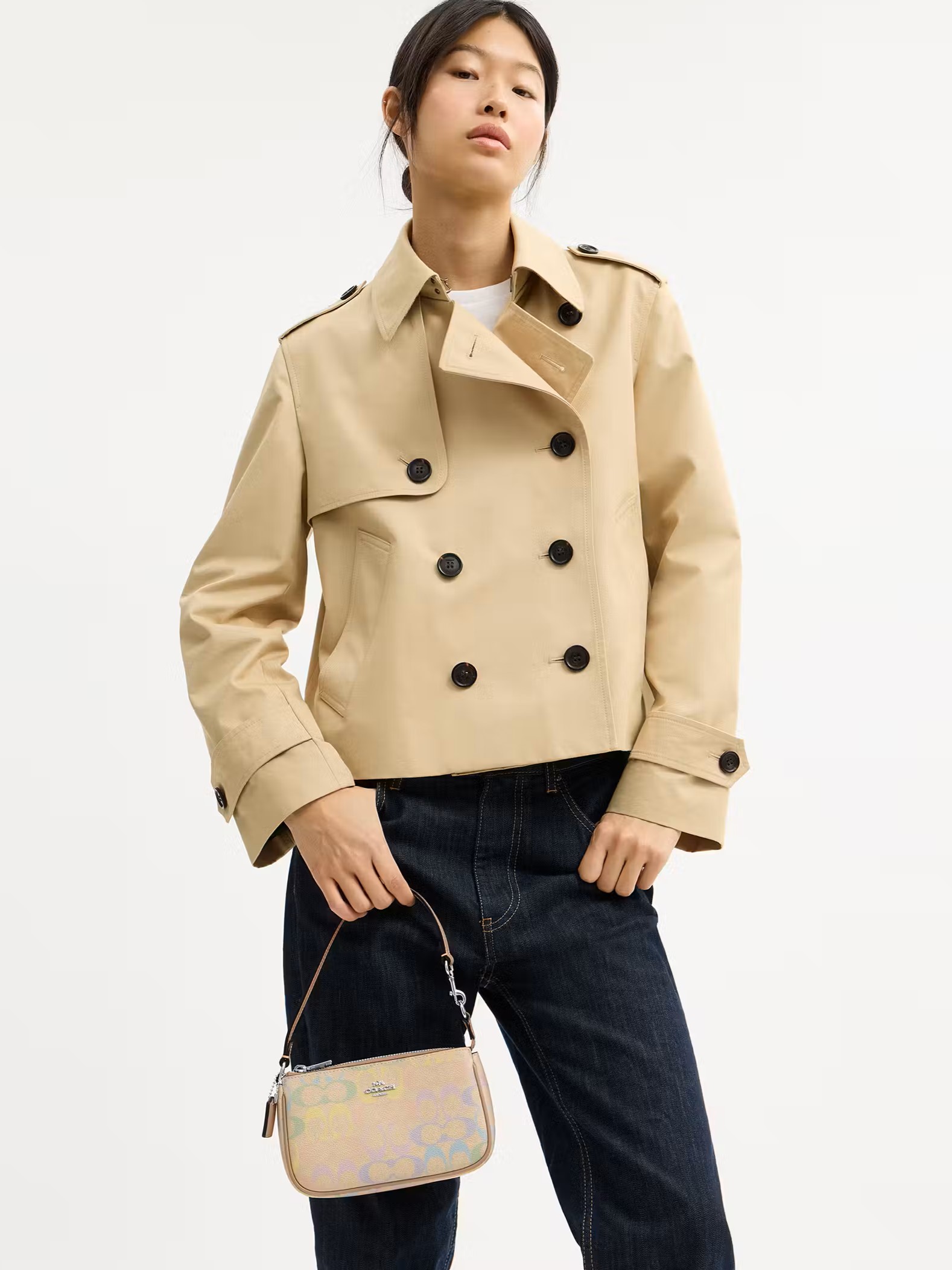 Túi kẹp nách Coach Nolita 19 In Rainbow Signature Canvas Sand Multi CDC38 9