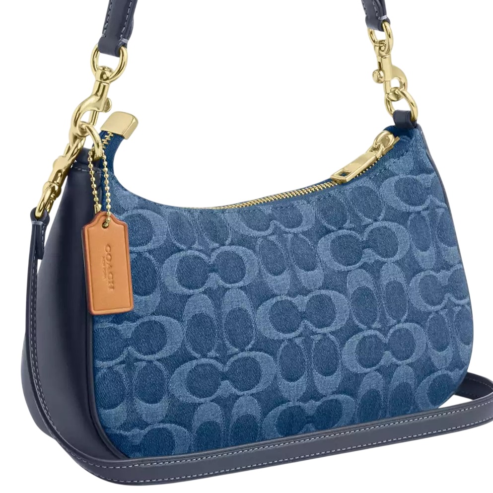 Túi đeo chéo Coach Teri Shoulder Bag In Signature Denim Indigo CDQ56 5