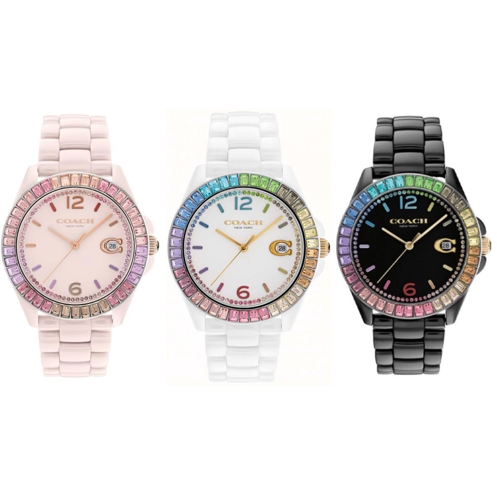 ĐỒNG HỒ ĐEO TAY NỮ COACH LADIES GREYSON MULTI-COLOR CRYSTAL ACCENT RAINBOW BEZEL WHITE CERAMIC WATCH 14504019 11
