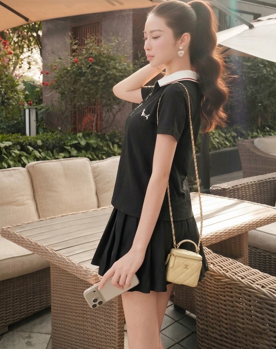 Combo áo thun tay ngắn váy xếp ly xòe ngắn Thom Browne 4