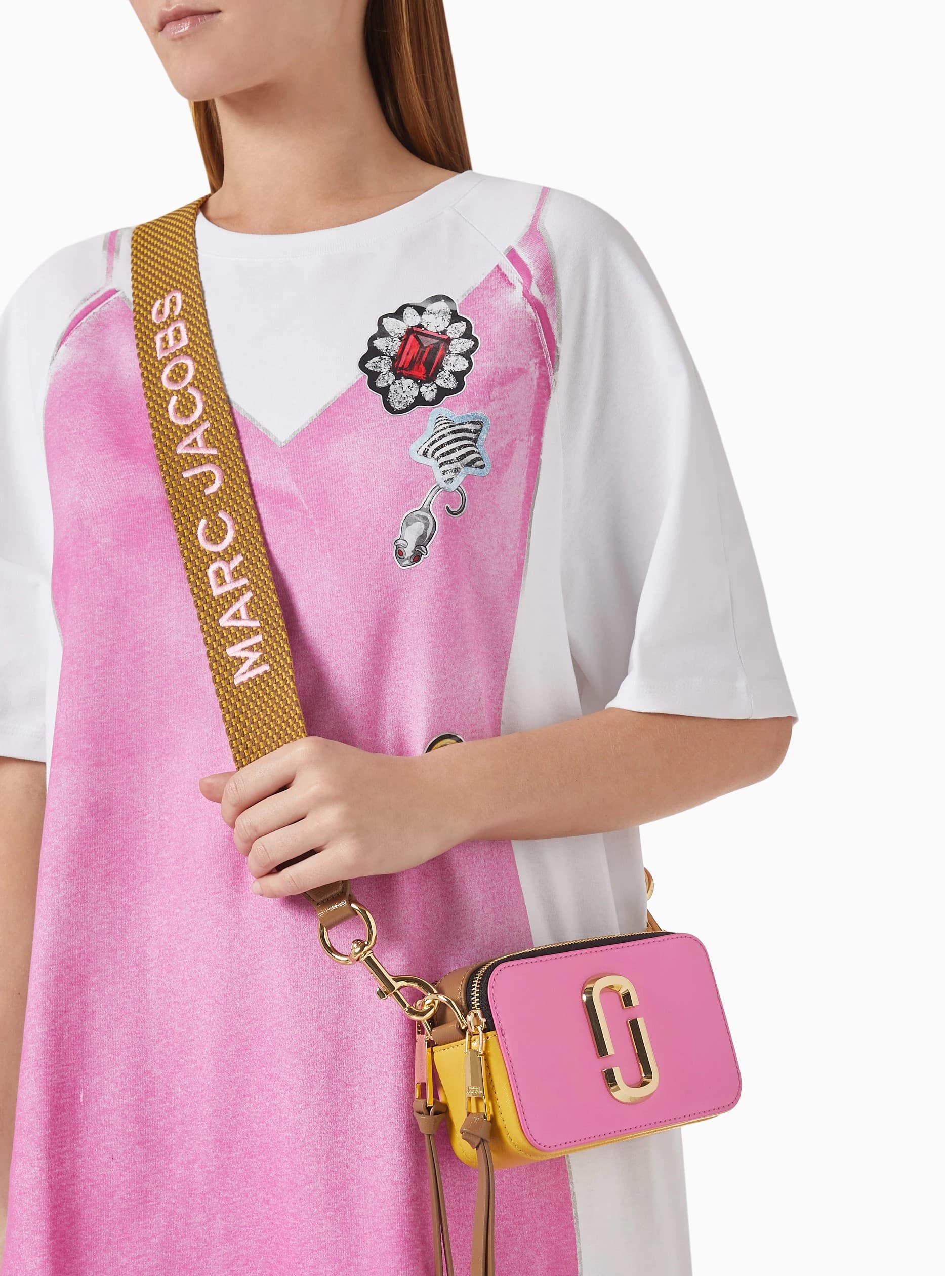 Túi xách đeo chéo Marc Jacobs màu hồng The Colorblock Snapshot Crossbody Bag Bow Pink Mult 6