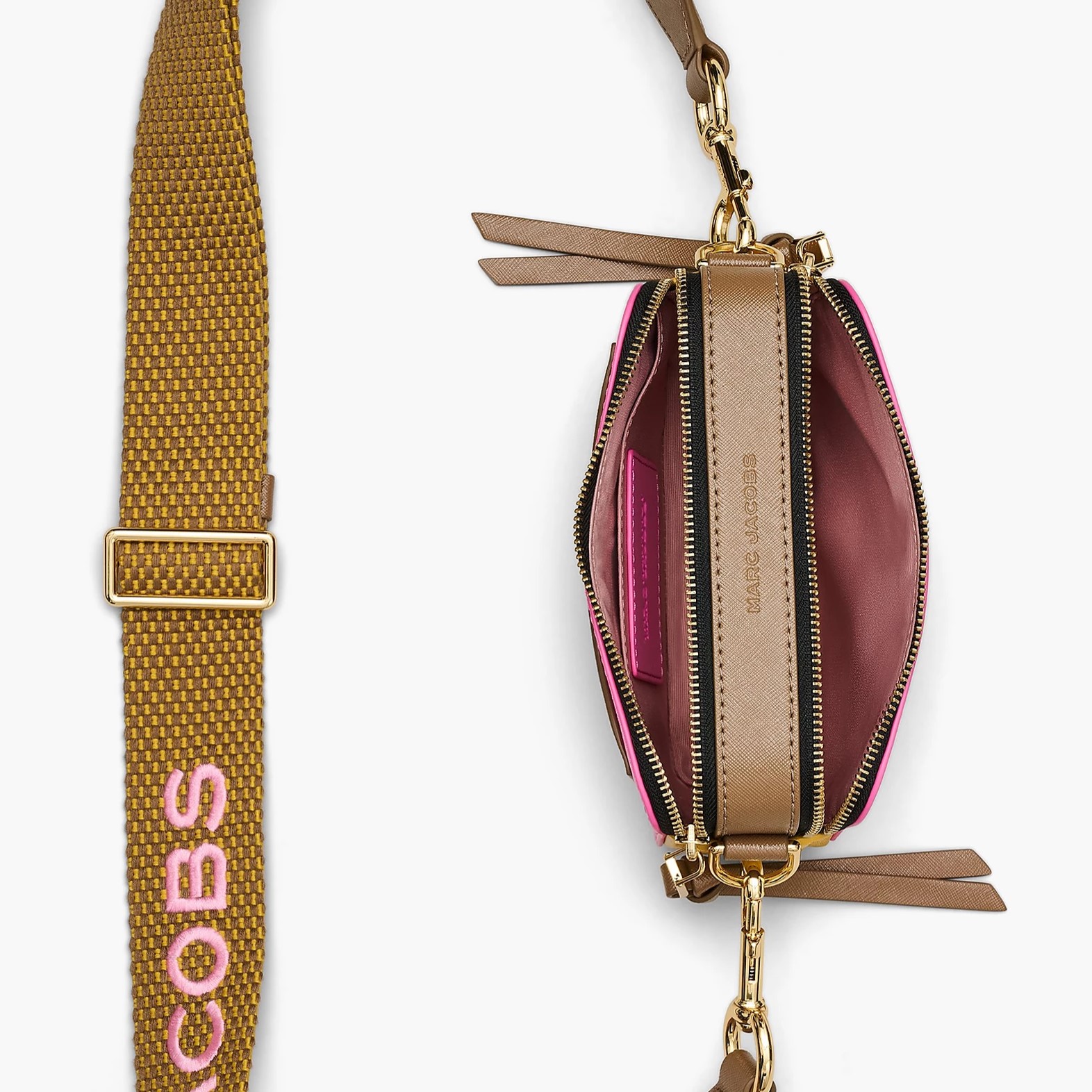 Túi xách đeo chéo Marc Jacobs màu hồng The Colorblock Snapshot Crossbody Bag Bow Pink Mult 11