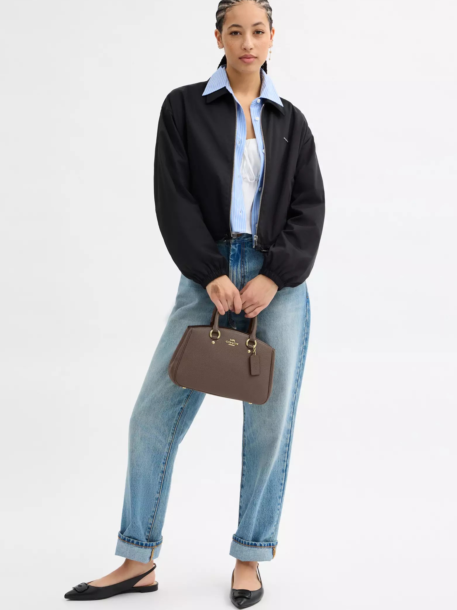 Túi xách Coach nữ Savannah Small Carryall Bag Pebbled Leather Dark Stone CAL54 3
