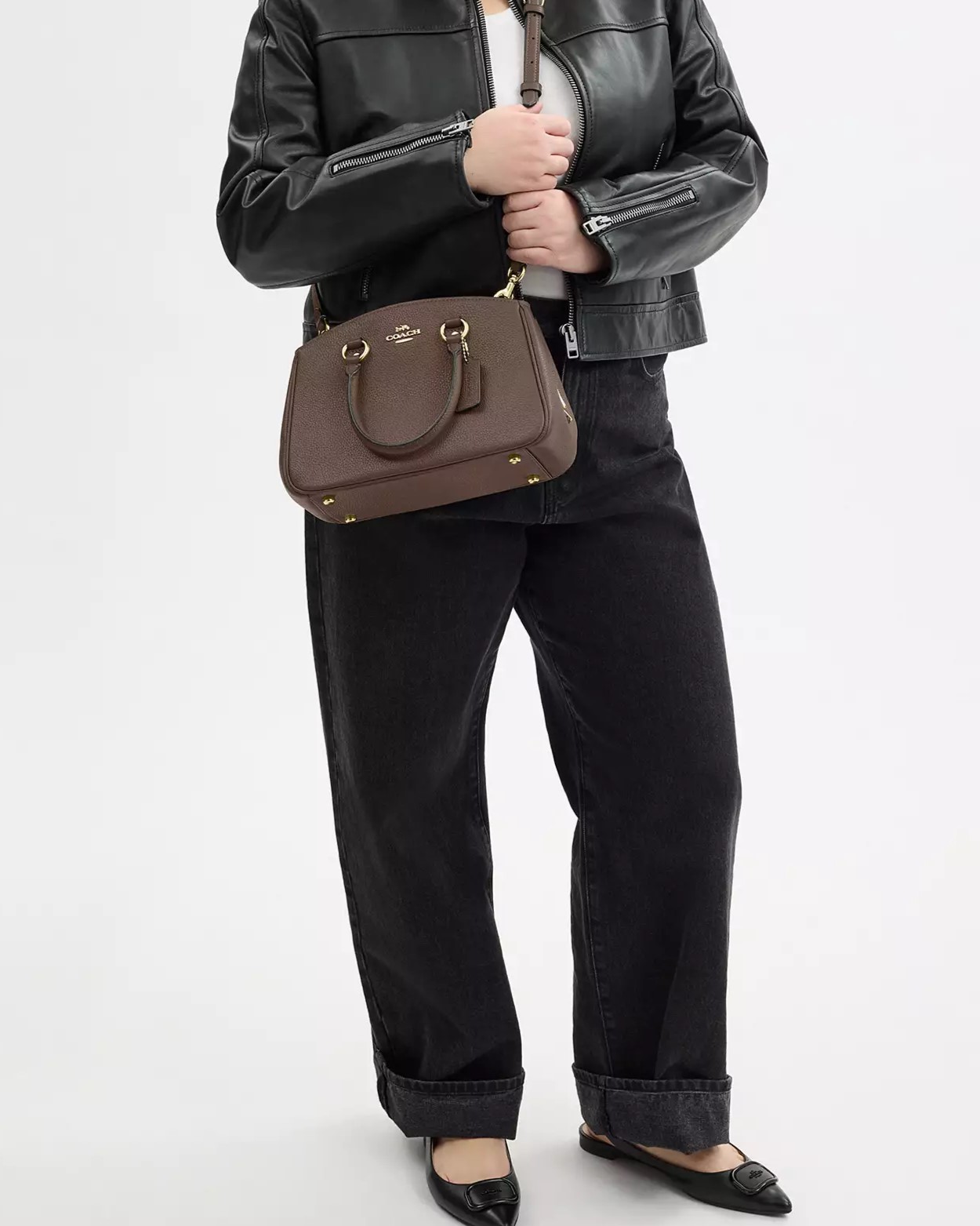 Túi xách Coach nữ Savannah Small Carryall Bag Pebbled Leather Dark Stone CAL54 5