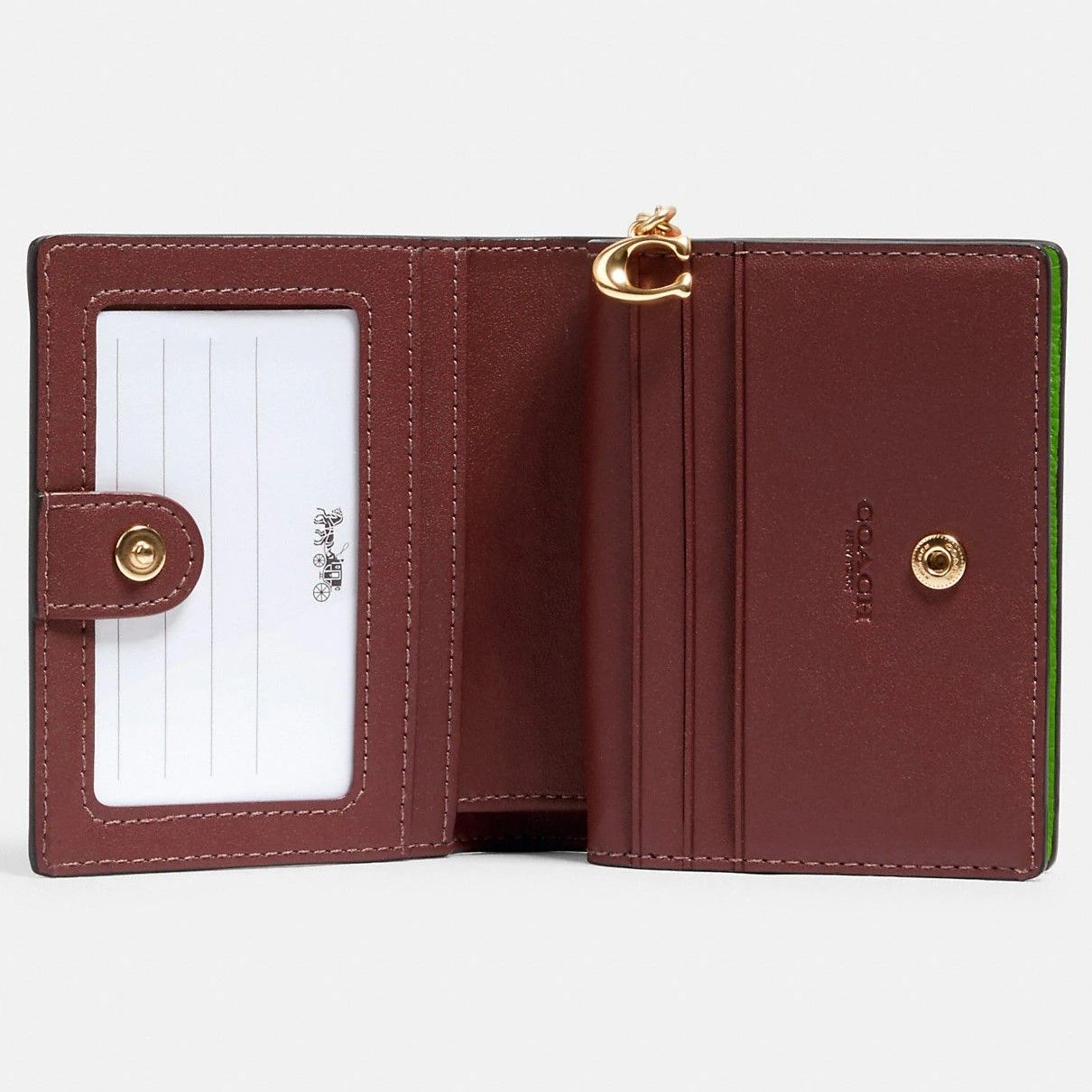 VÍ NGẮN COACH SMALL WALLET PEBBLE LEATHER SNAP WALLET 4