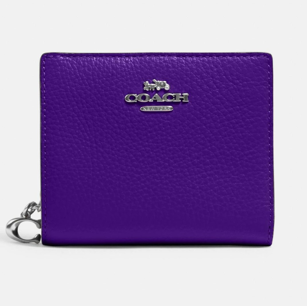 VÍ NGẮN COACH SMALL WALLET PEBBLE LEATHER SNAP WALLET 25