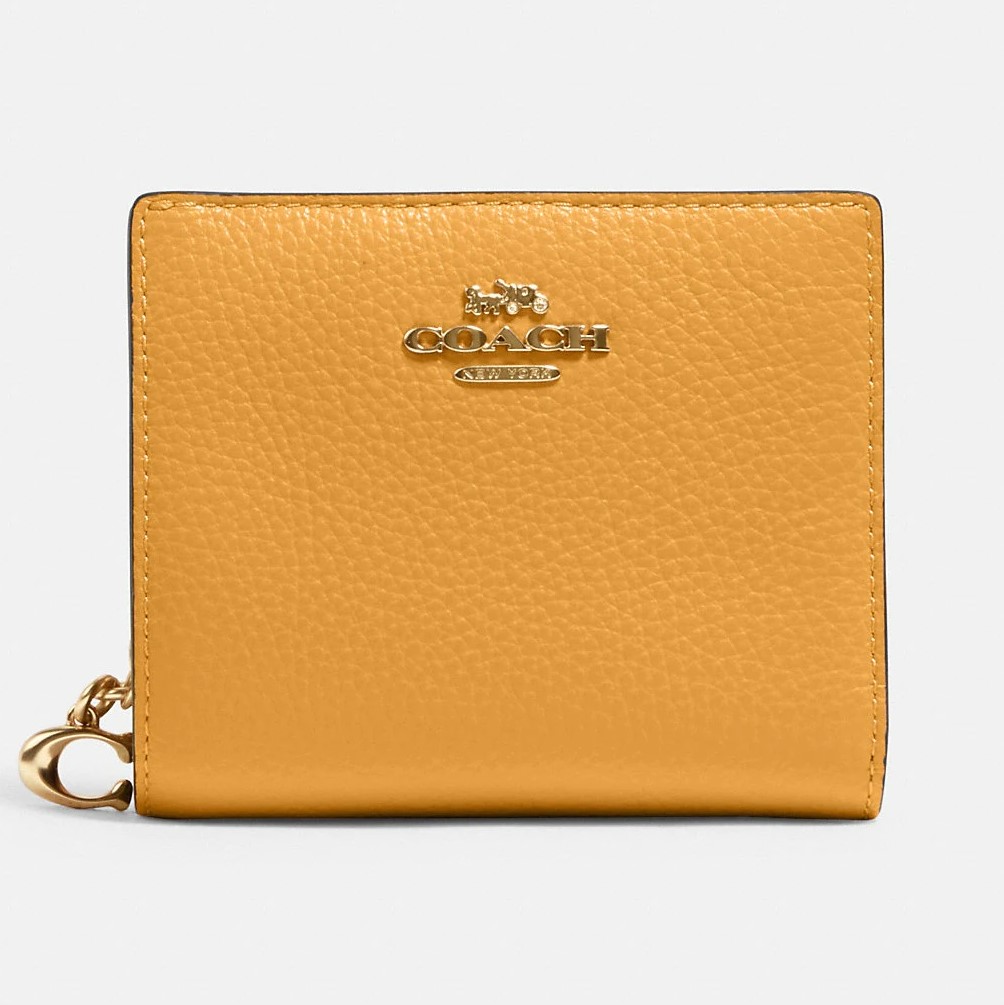 VÍ NGẮN COACH SMALL WALLET PEBBLE LEATHER SNAP WALLET 26