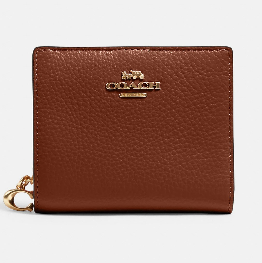 VÍ NGẮN COACH SMALL WALLET PEBBLE LEATHER SNAP WALLET 15