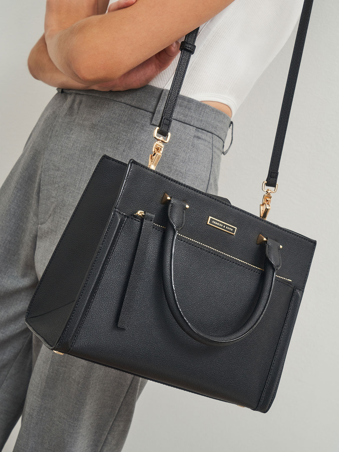 TÚI XÁCH CHARLES KEITH DOUBLE HANDLE FRONT ZIP TOTE BAG 6