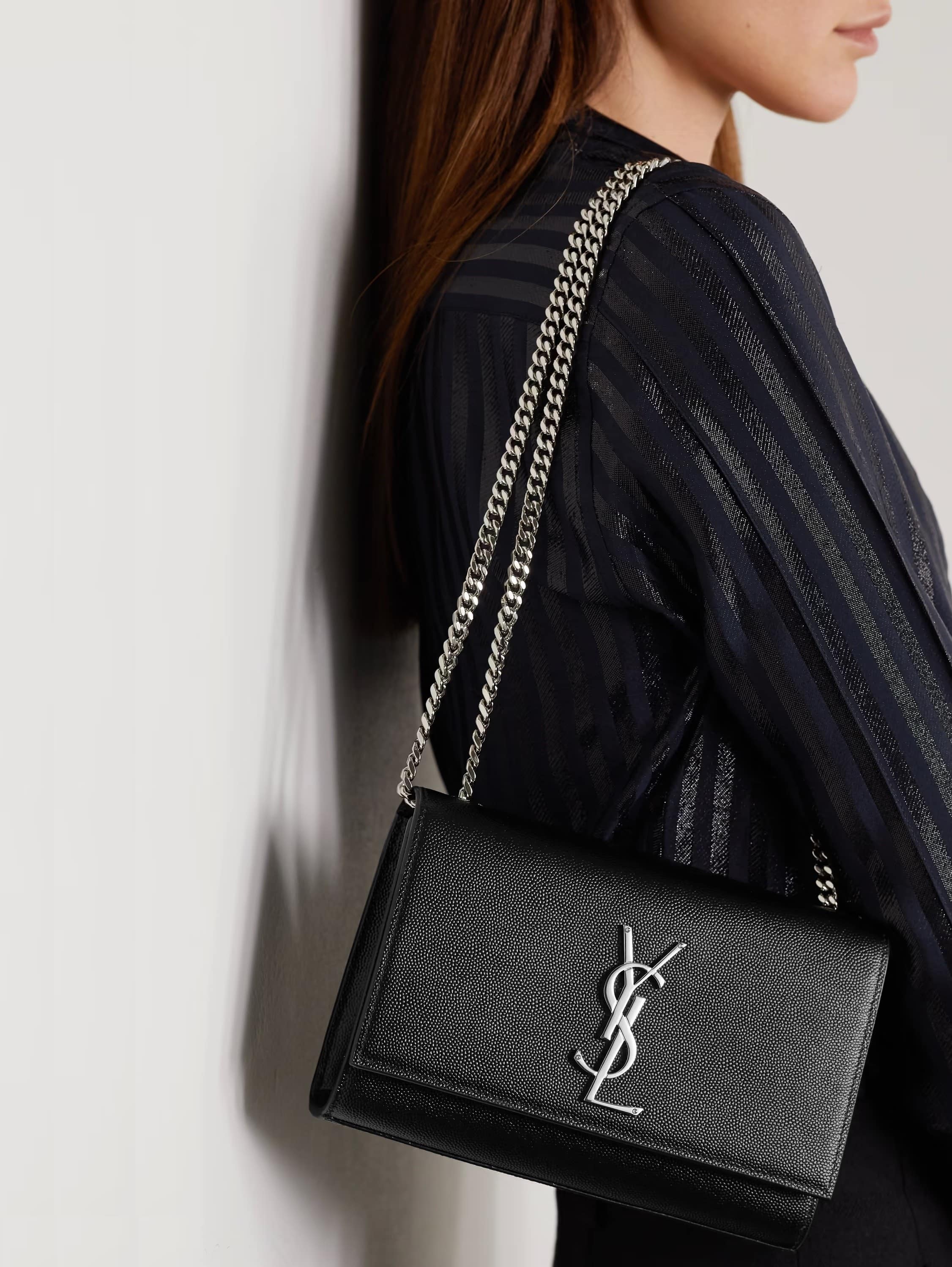 TÚI ĐEO CHÉO NỮ YSL SAINT LAURENT KATE SMALL TEXTURED LEATHER SHOULDER BAG IN BLACK 2