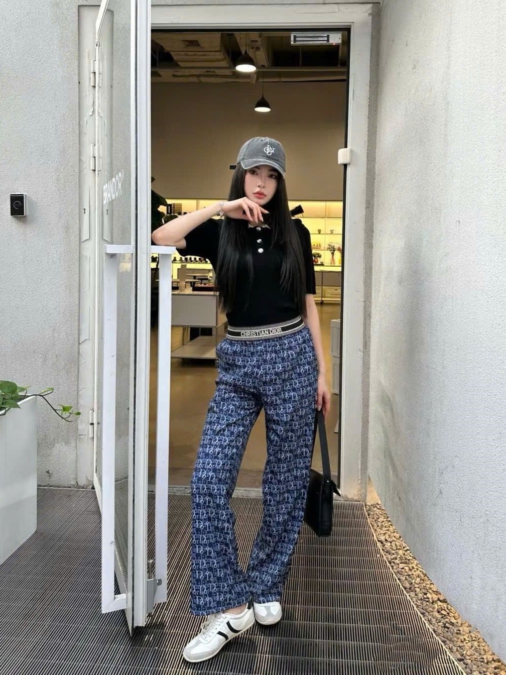 Quần dài thời trang suông nữ lưng thun Dior 2
