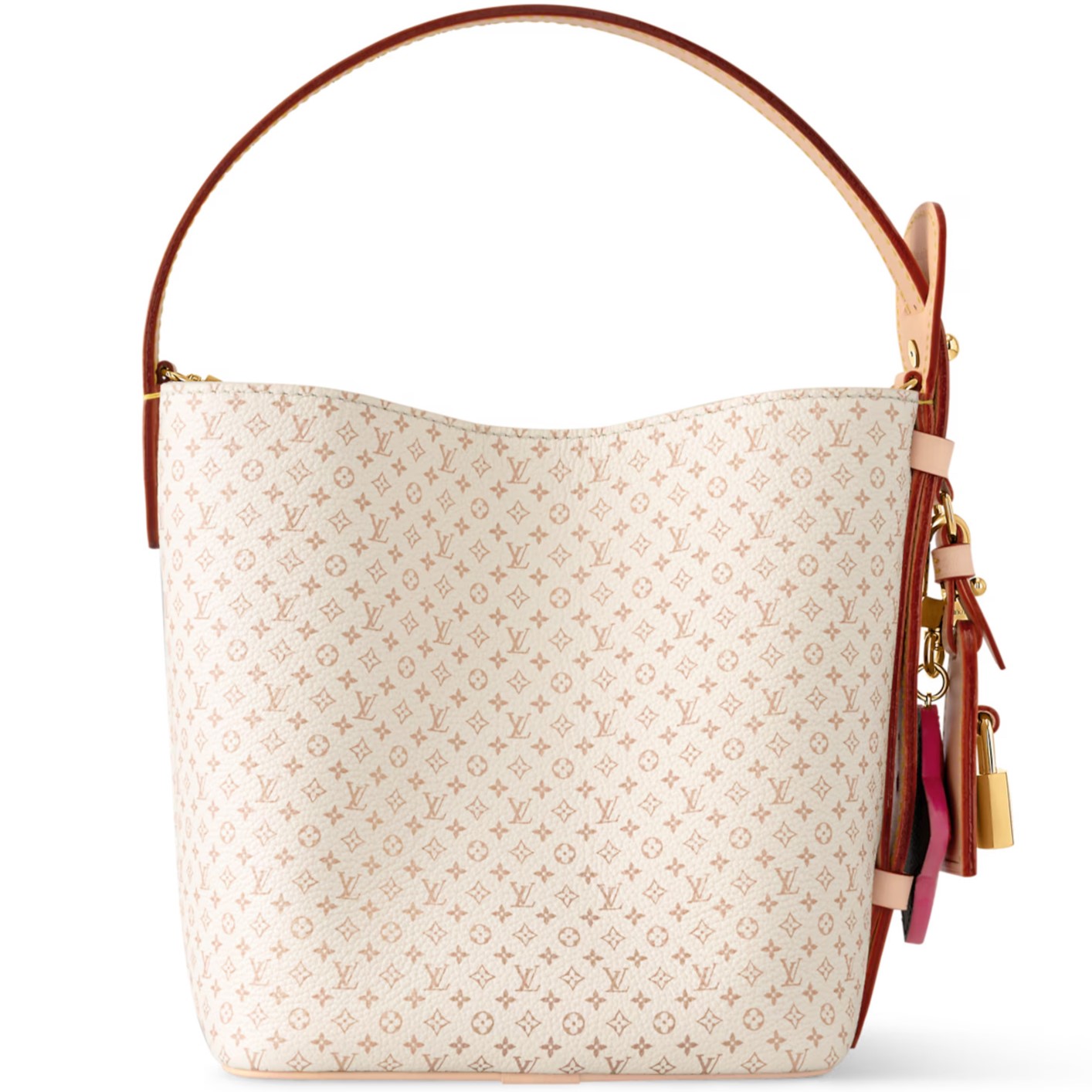 Túi LV kèm móc khóa hai mặt Louis Vuitton All In BB Giant Bloom Beige Dune 1
