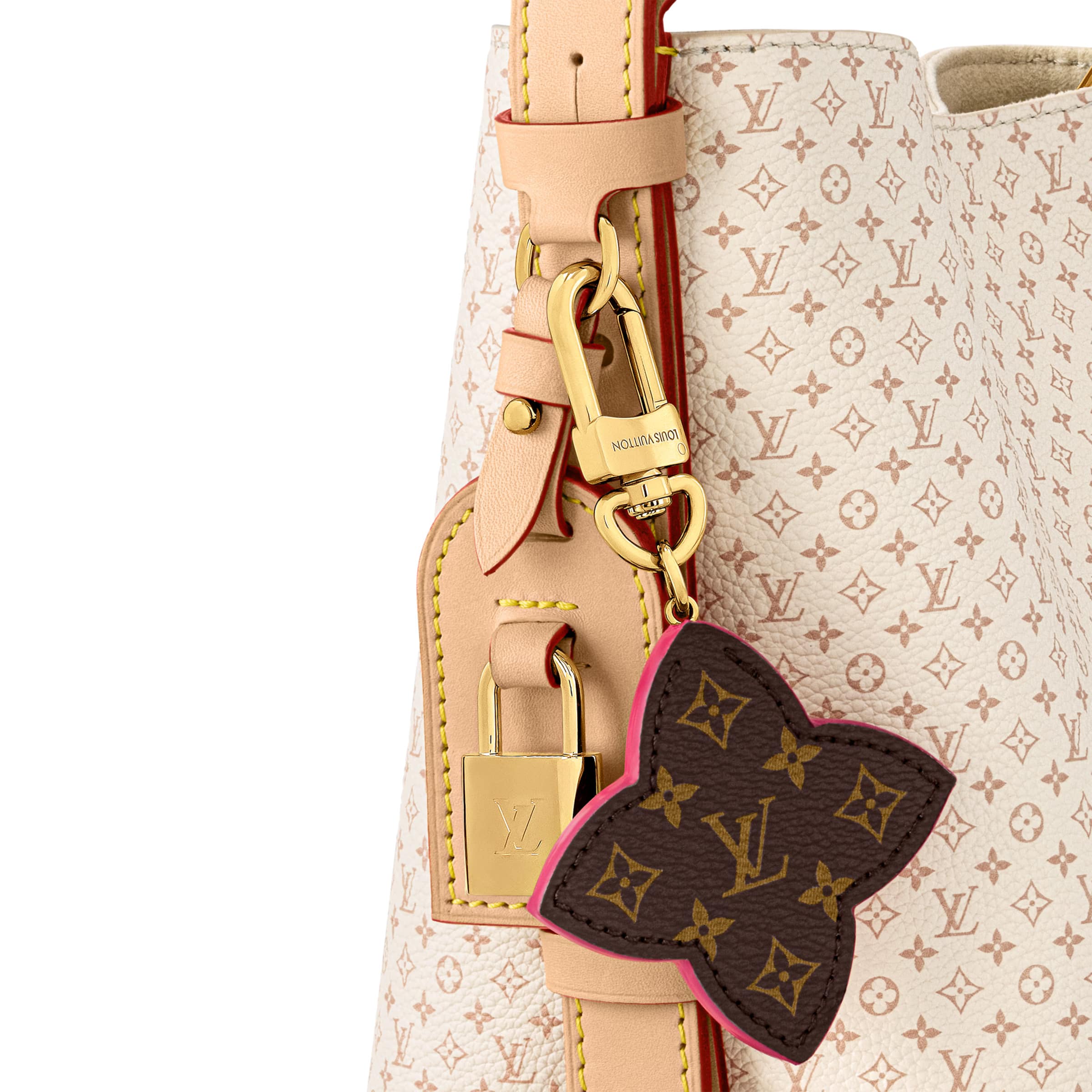 Túi LV kèm móc khóa hai mặt Louis Vuitton All In BB Giant Bloom Beige Dune 4