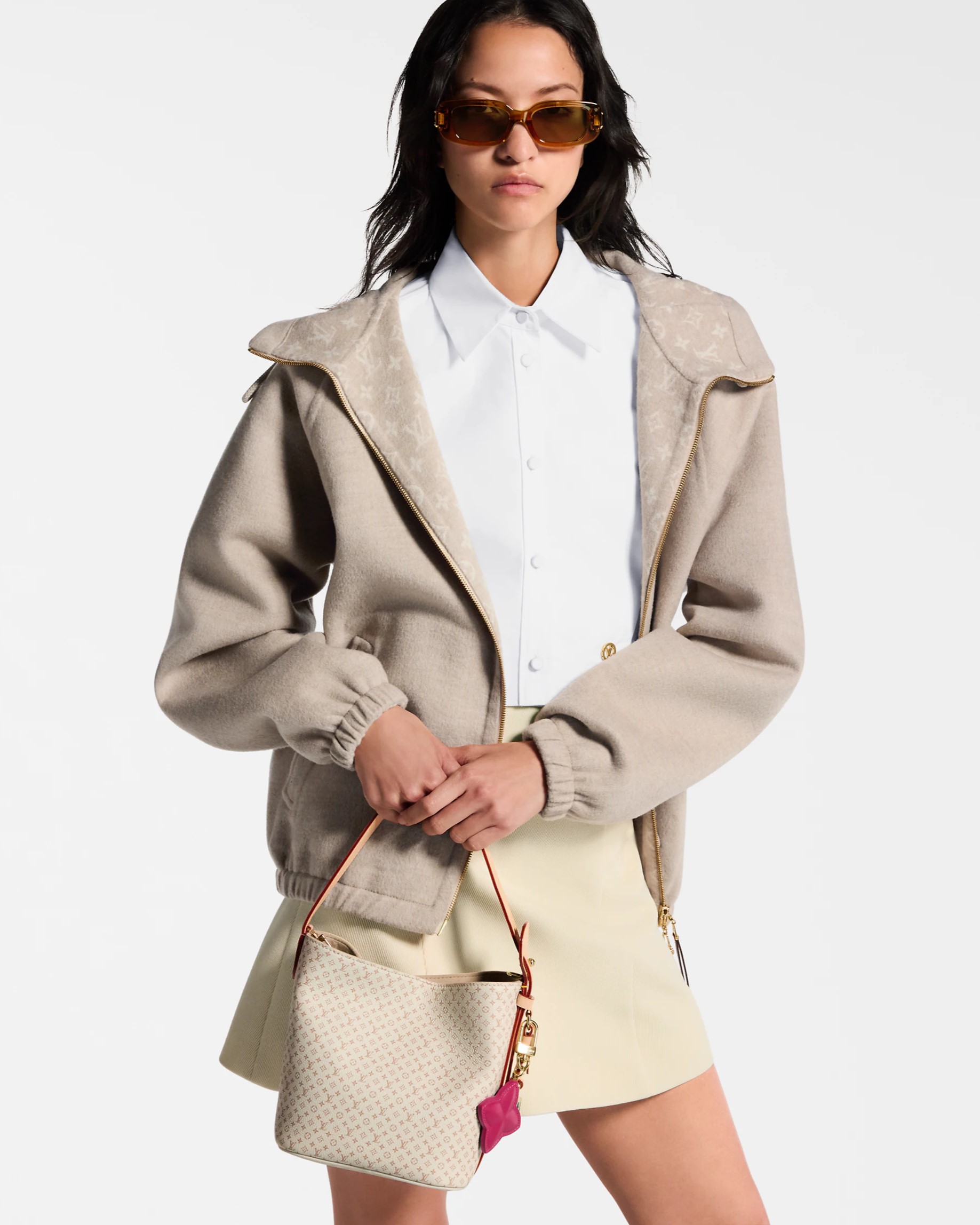 Túi LV kèm móc khóa hai mặt Louis Vuitton All In BB Giant Bloom Beige Dune 6