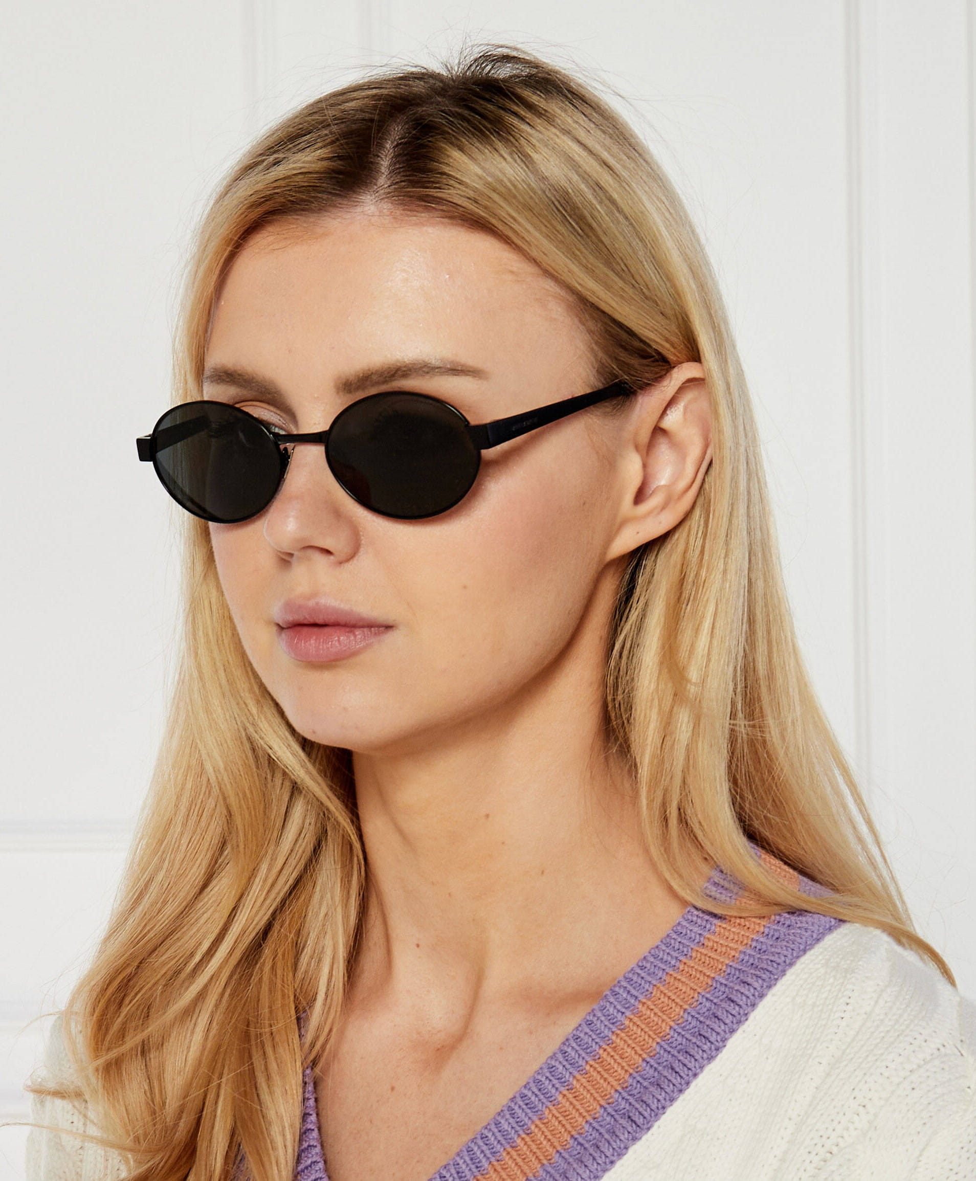 Mắt kính đen YSL Saint Laurent SL 692 Oval Sunglasses 3