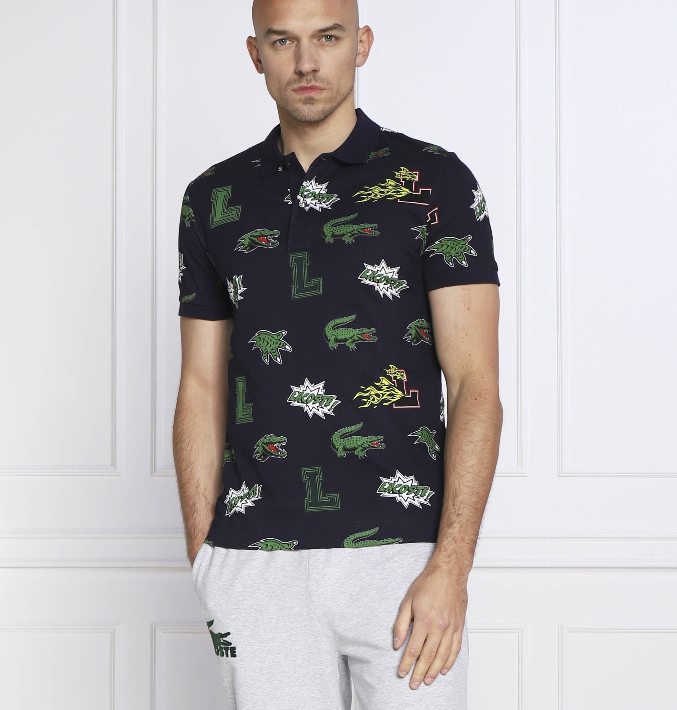 Áo thun nam Lacoste Holiday Regular Fit Crocodile Print Navy Blue PH1464-QRN 7