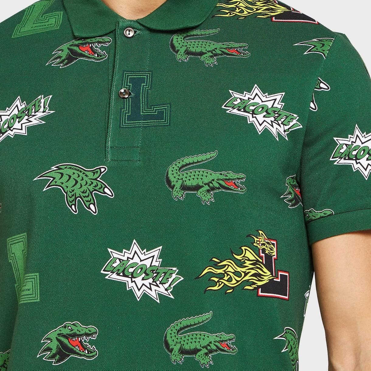 Áo thun nam Lacoste Holiday Regular Fit Crocodile Print Green PH1464-PZ1 4