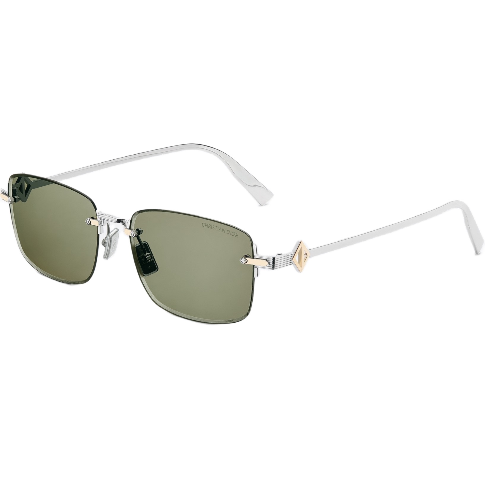 Kính mát Dior CD Diamond S11U Rectangular Sunglasses Khaki Lens 1