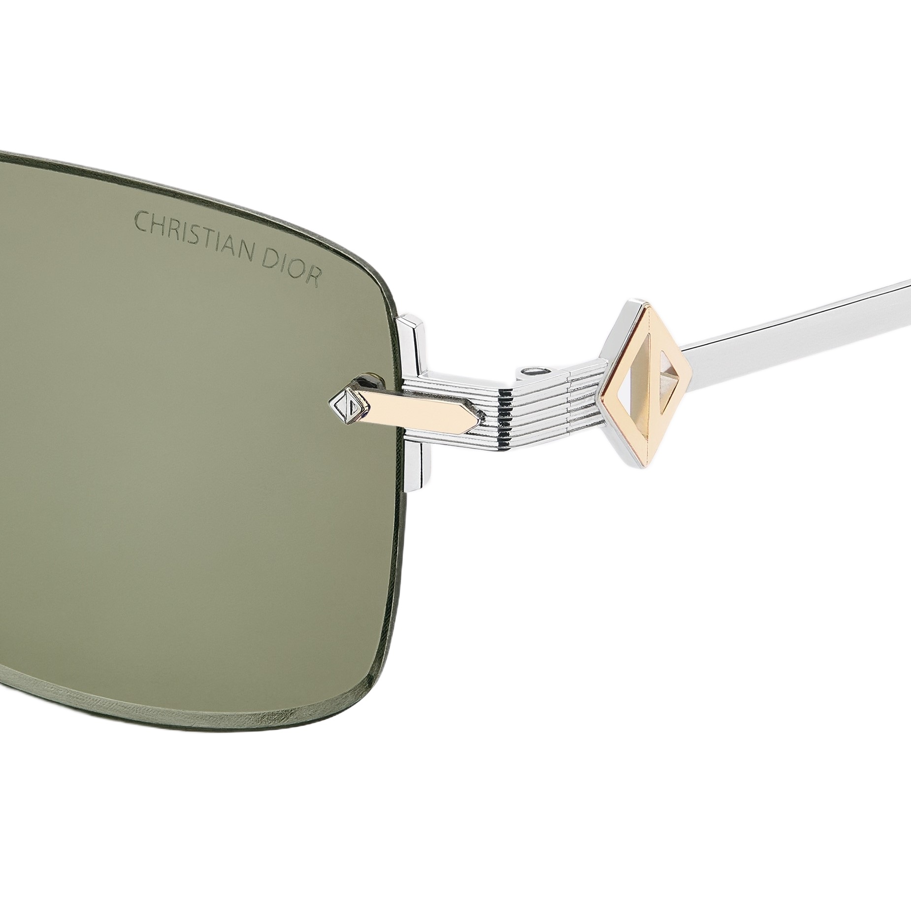 Kính mát Dior CD Diamond S11U Rectangular Sunglasses Khaki Lens 2