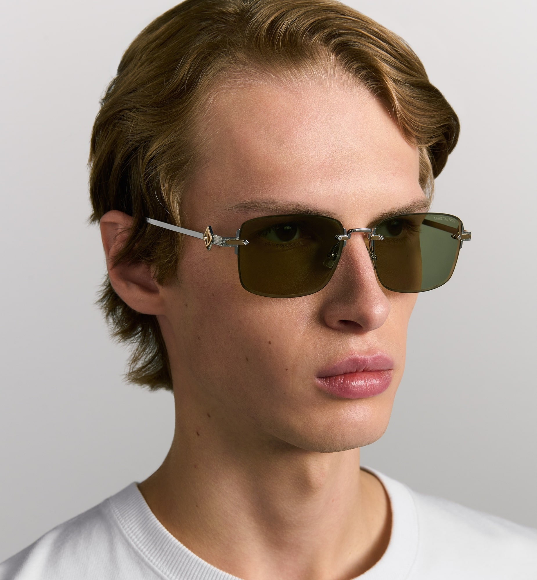 Kính mát Dior CD Diamond S11U Rectangular Sunglasses Khaki Lens 6