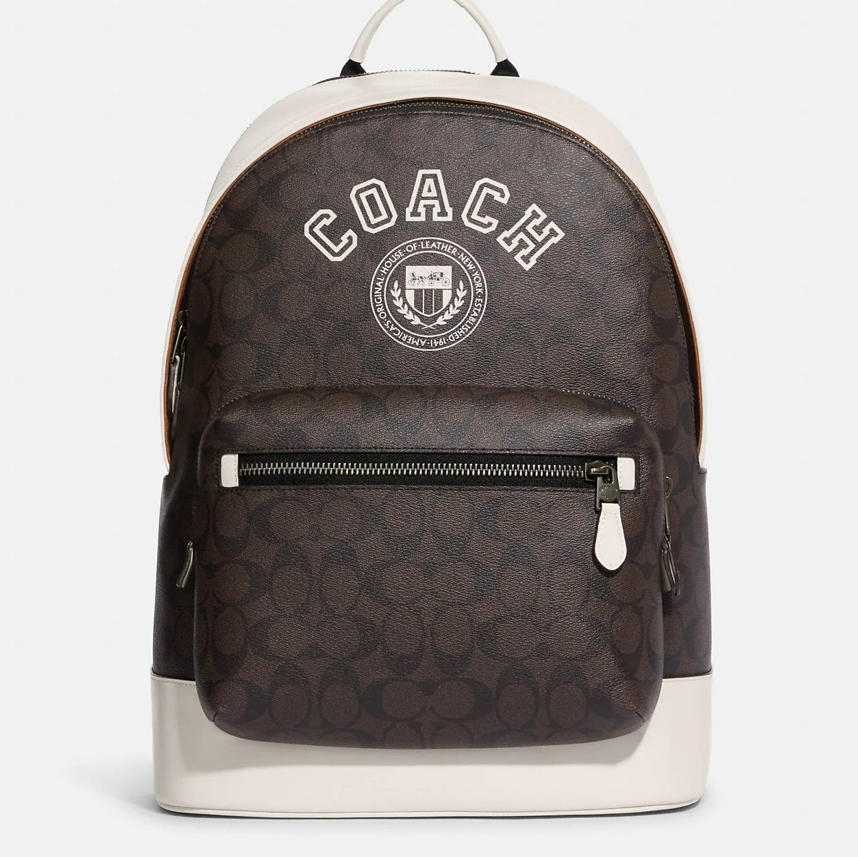 BALO UNISEX COACH WEST BACKPACK IN SIGNATURE CANVAS WITH VARSITY MOTIF MAHOGANY 3