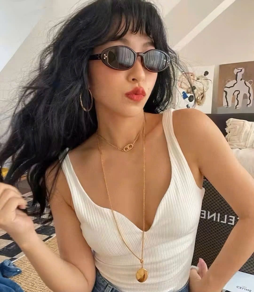 Kính mát Celine CL40212U Acetate and Polycarbonate Oval-framed Sunglasses 7