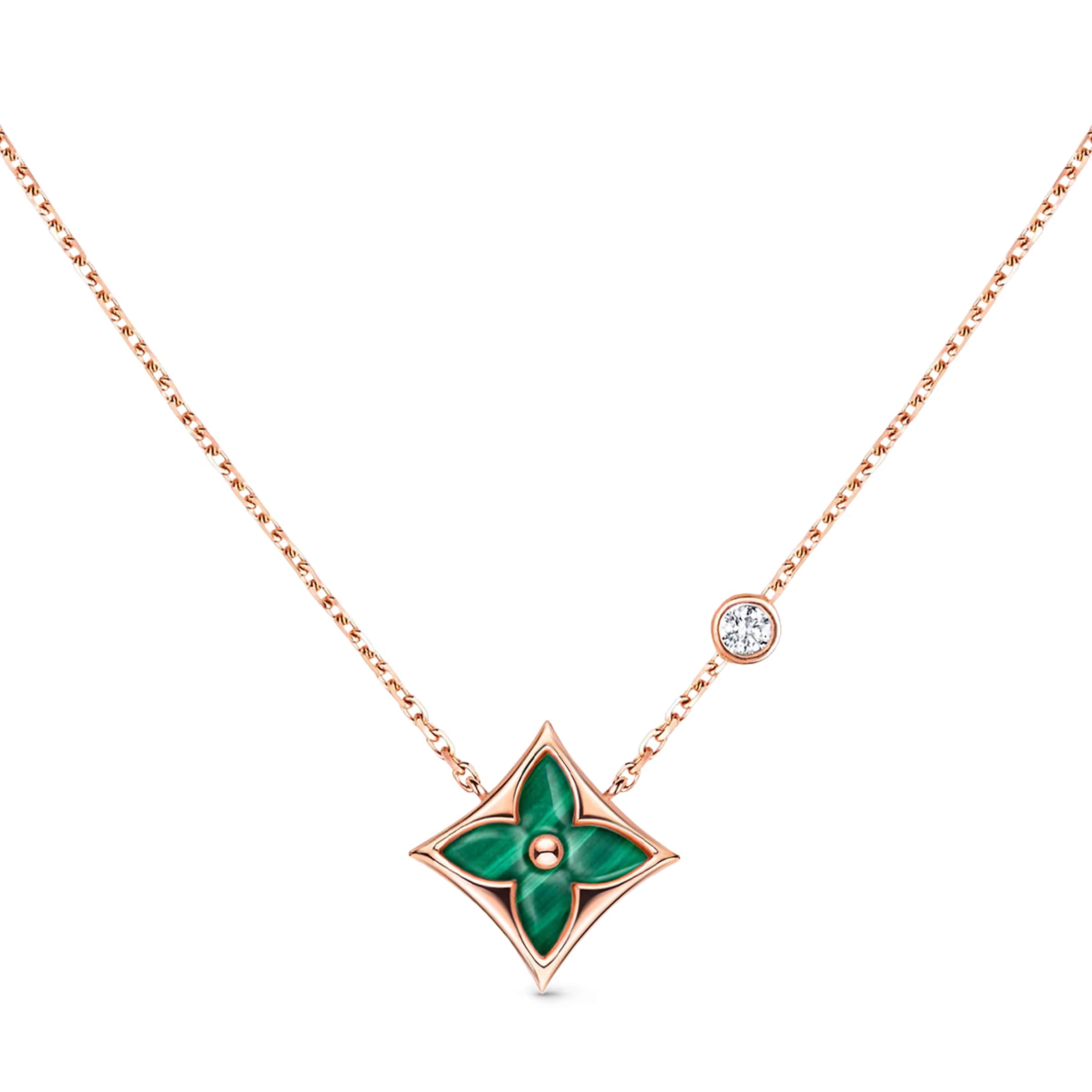 Dây chuyền LV Louis Vuitton Color Blossom BB Star Pendant Pink Gold Malachite and Diamond 1
