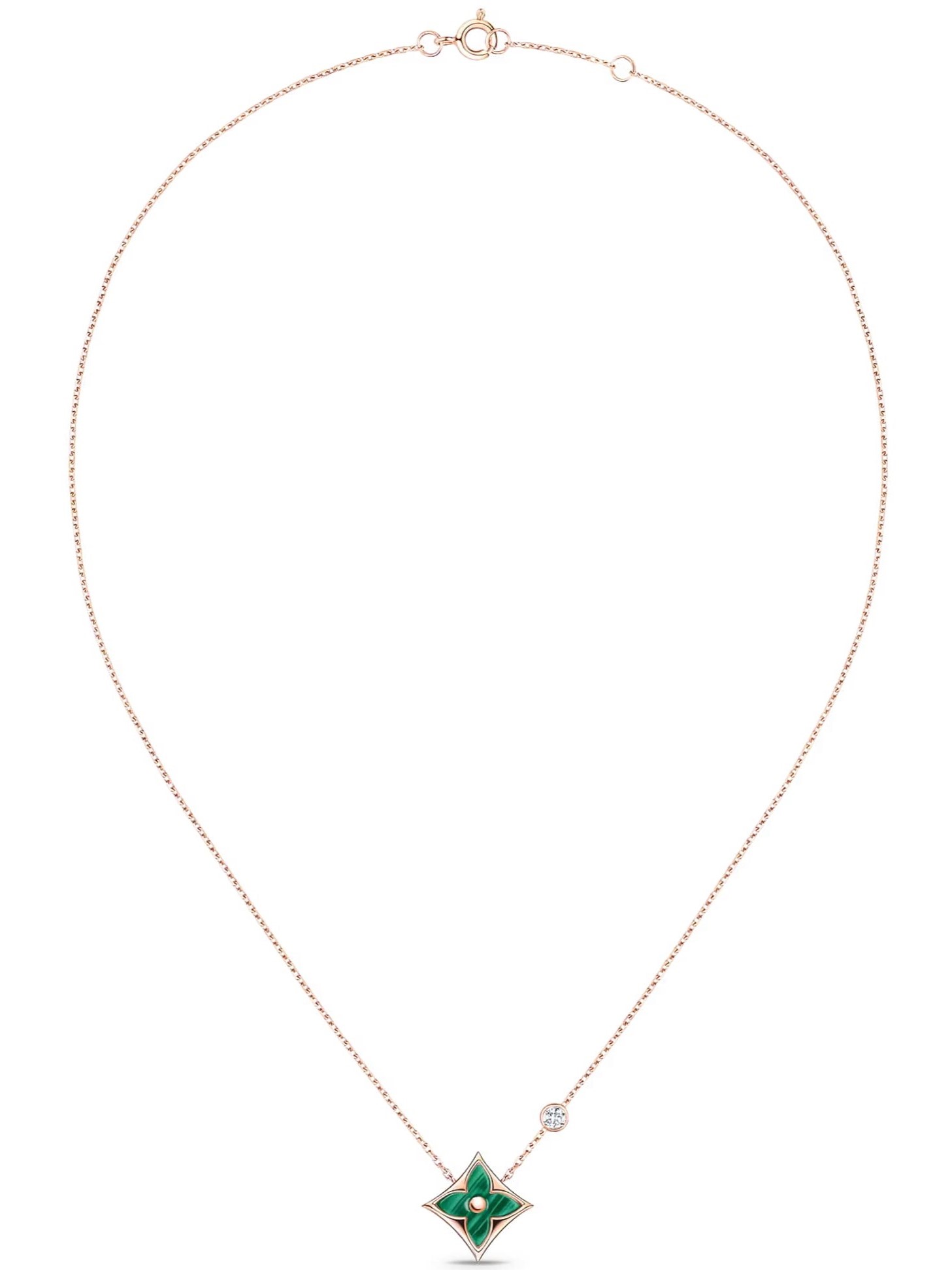 Dây chuyền LV Louis Vuitton Color Blossom BB Star Pendant Pink Gold Malachite and Diamond 3