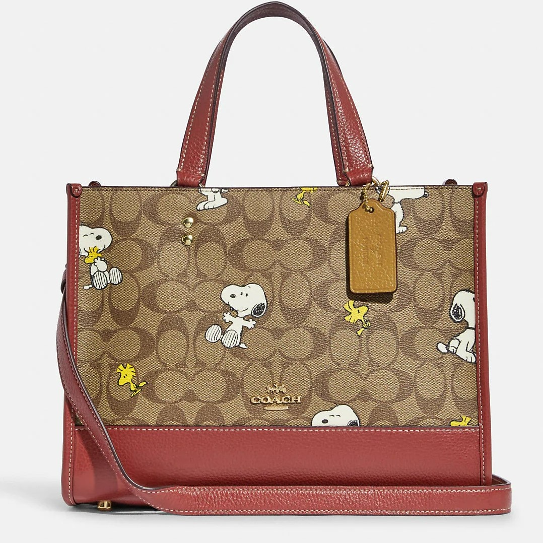 TÚI NỮ ĐEO CHÉO COACH X PEANUTS DEMPSEY CARRYALL IN SIGNATURE CANVAS WITH SNOOPY WOODSTOCK PRINT 5